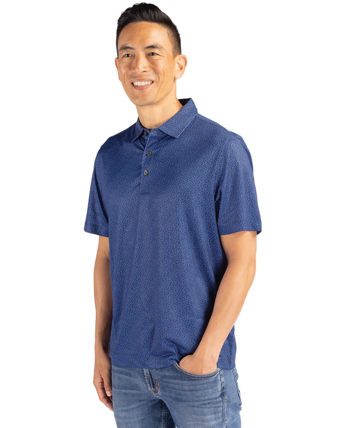 Cutter & Buck Pike Recycled Pebble Print Mens Polo 10