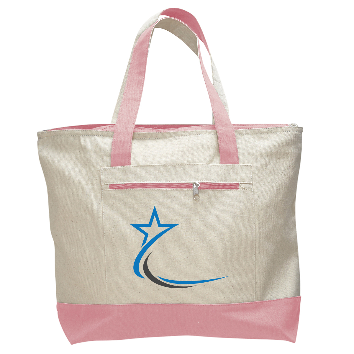 DailyMate Heavy Canvas Zipper Tote Bag with Color Handles, custom tote bag with logo imprint 6