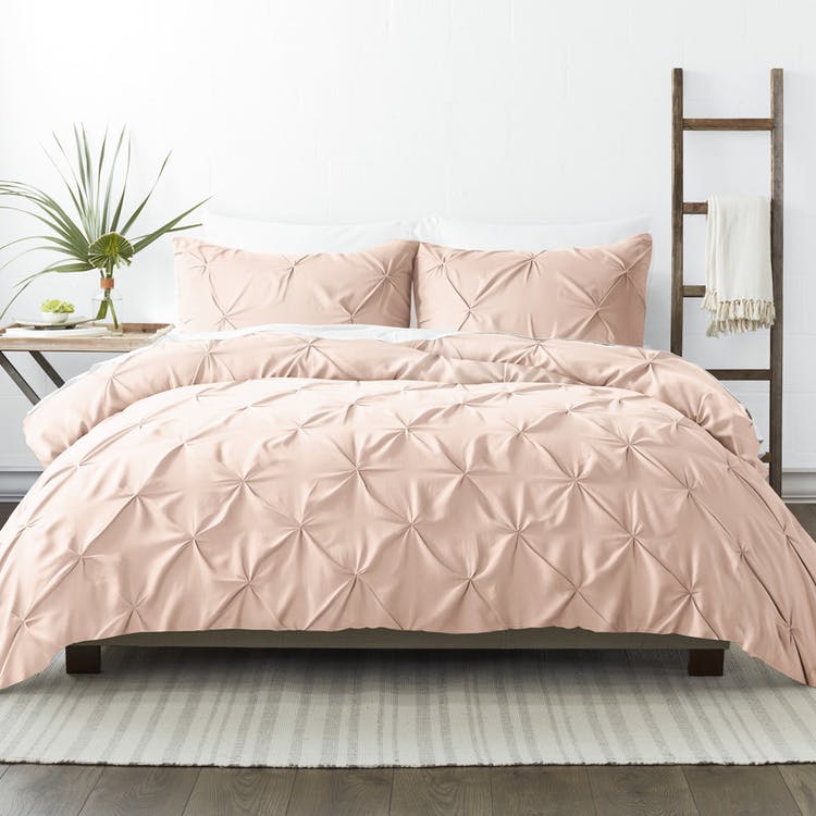 Pleated Duvet Cover Sets - Blush Full-Queen 3 Piece 1
