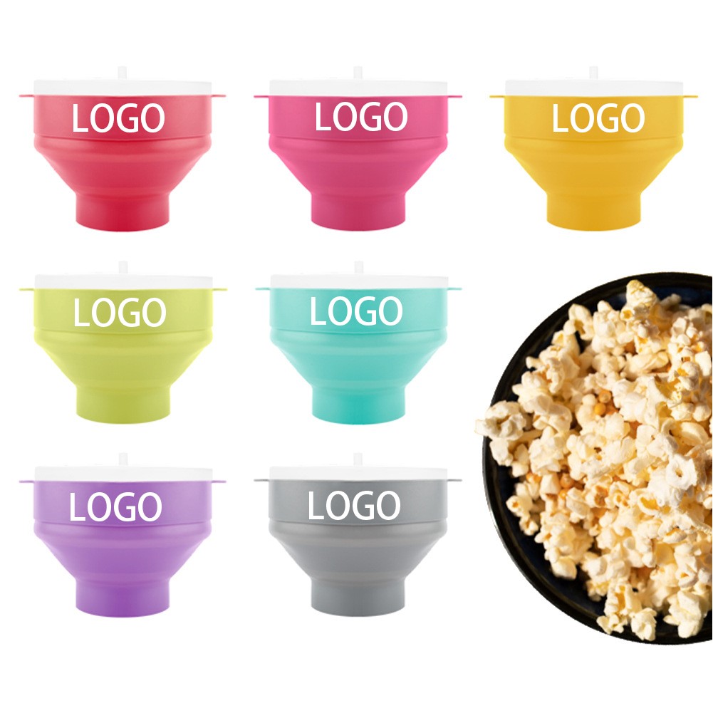 BPA Free Collapsible Silicone Microwave Popcorn Maker Bowl w/ Lid in Air Microwave 2