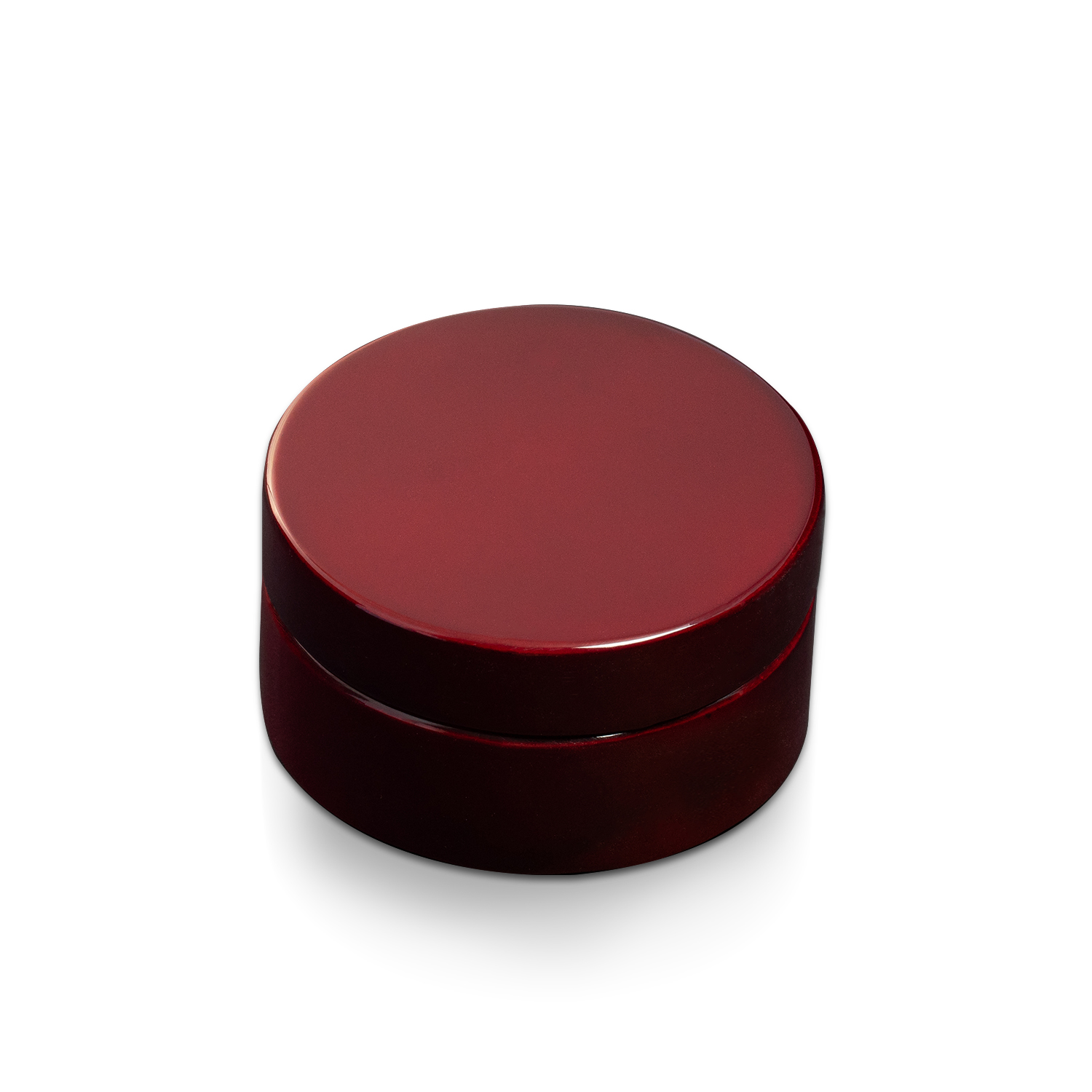 COMPASS IN ROSEWOOD PIANO FINISH LAQUER ROUND BOX w/ Polished Gold plate 2