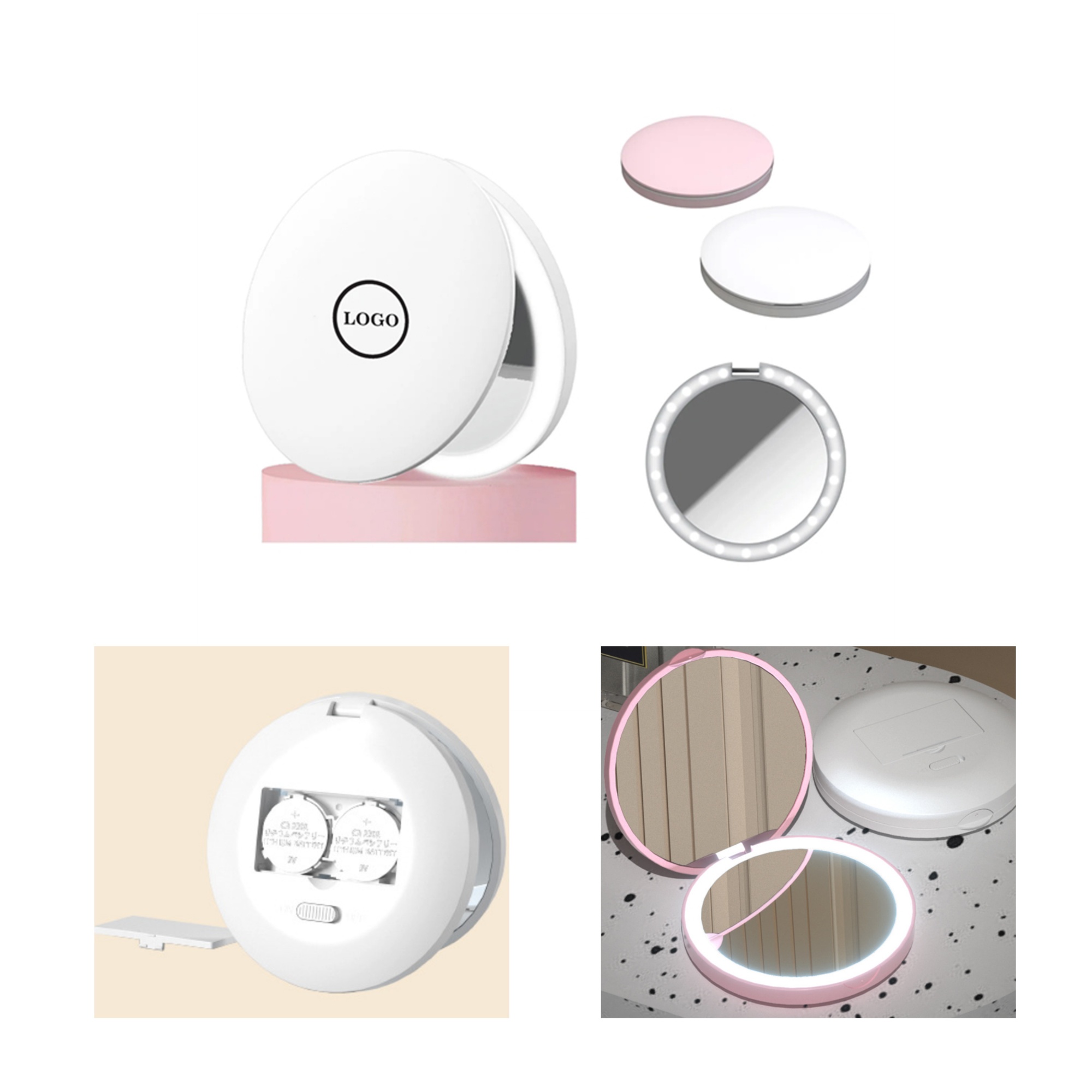 High - quality LED Rechargeable Compact Travel Makeup Mirror 2
