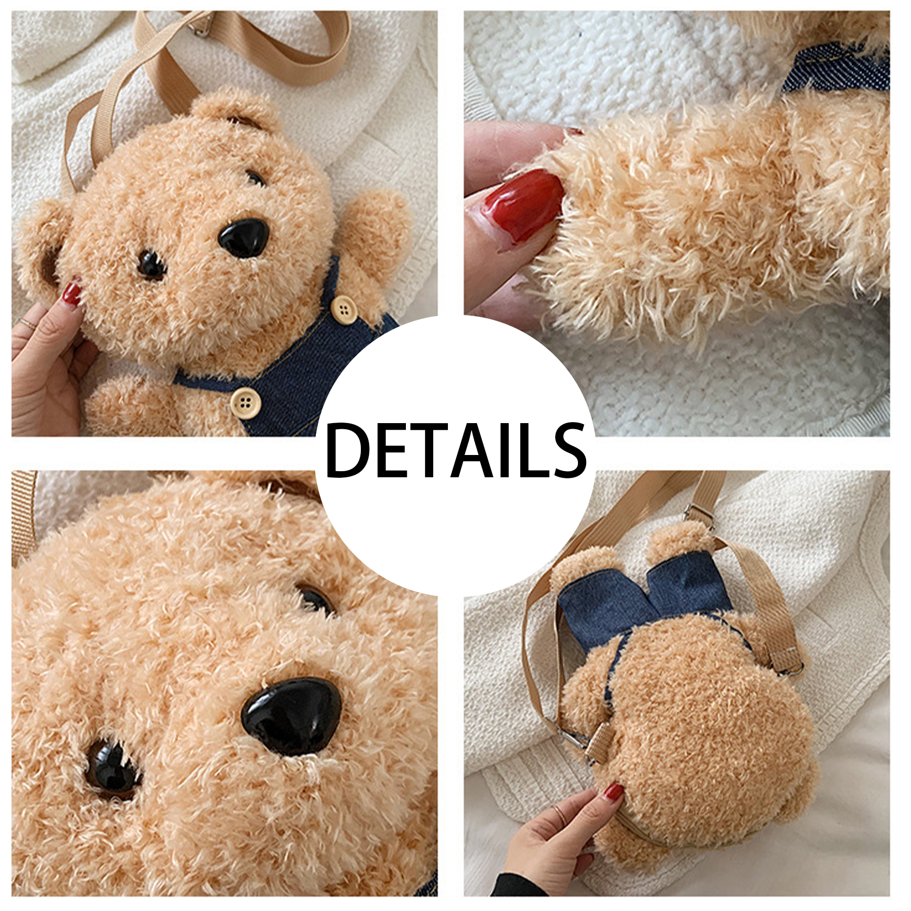 Cotton Cute strap bear plush doll cross-body shoulder bag 4