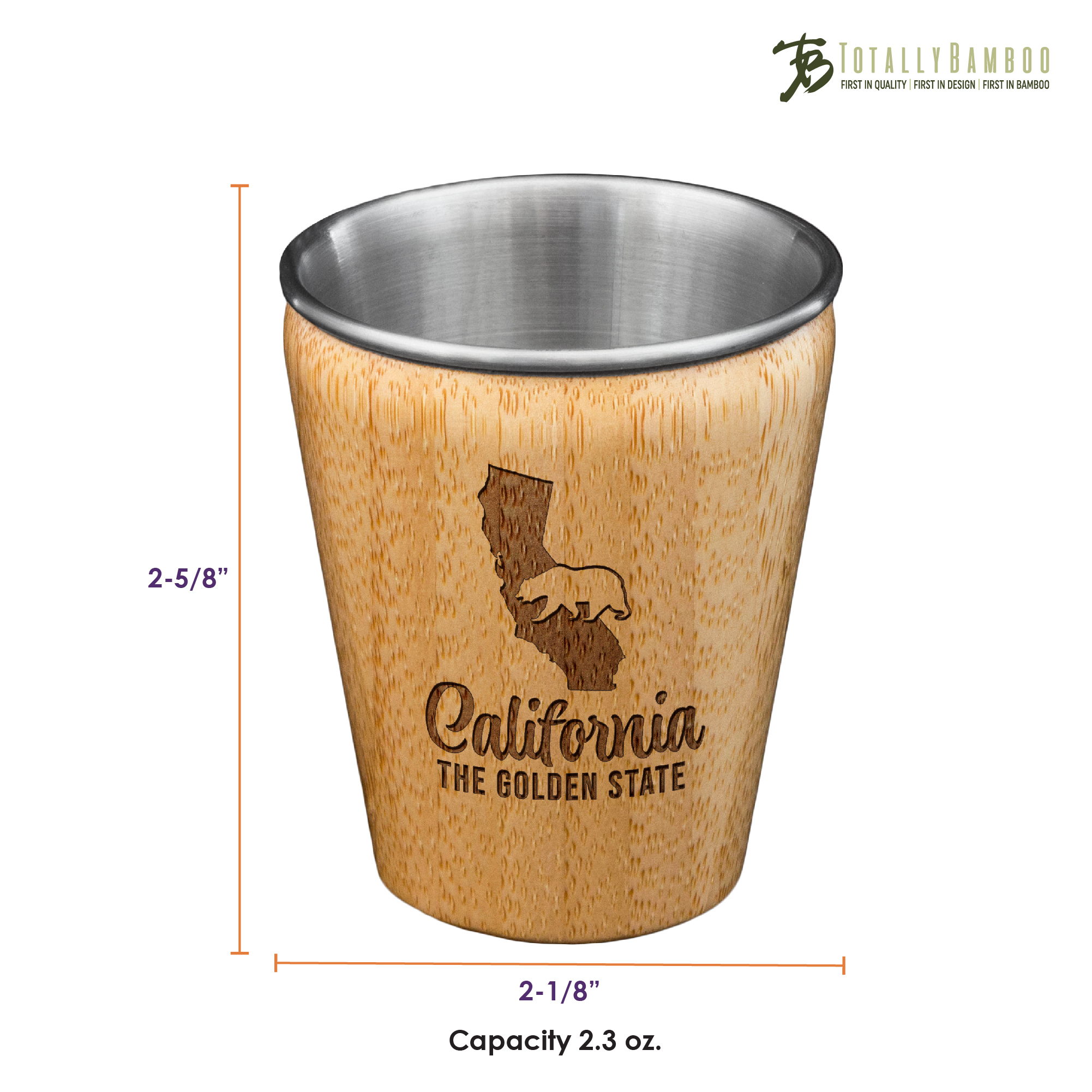 California State Bamboo and Stainless Steel Shot Glass 4