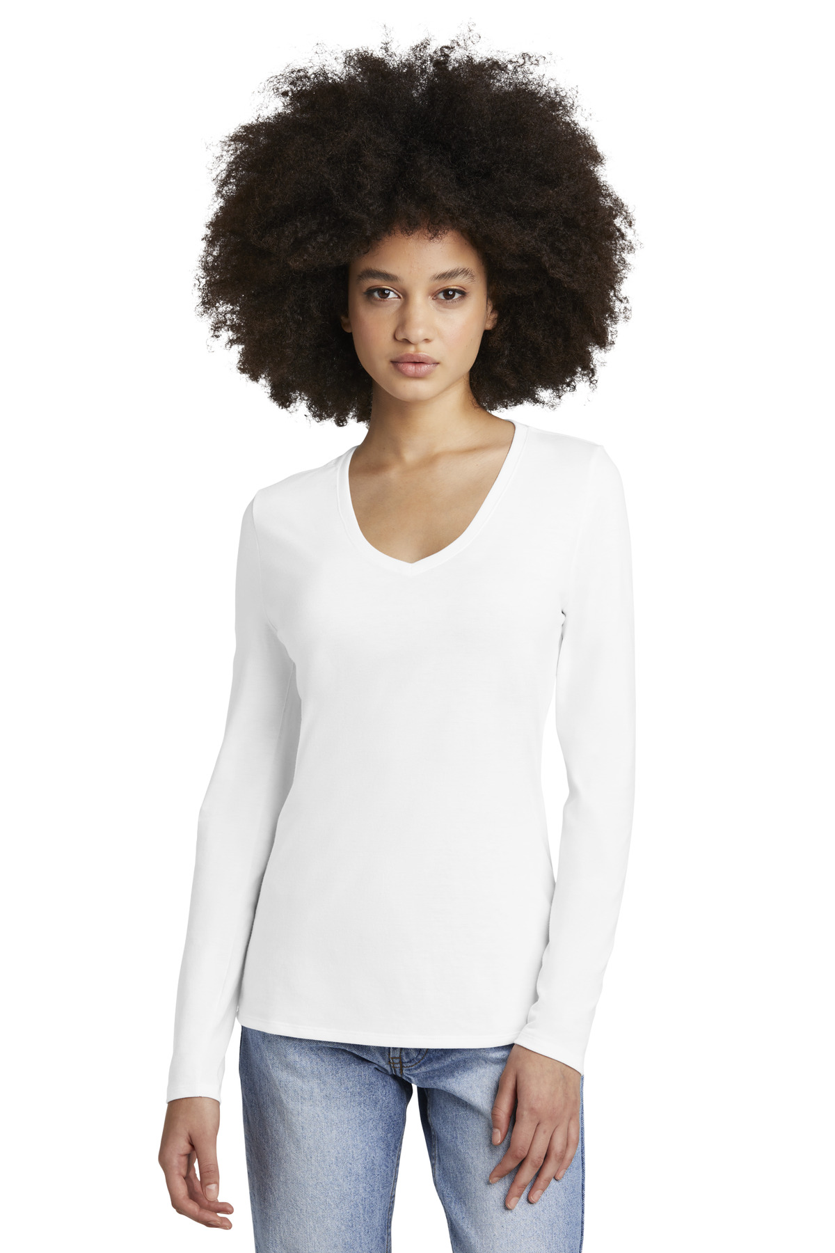District Women's Perfect Tri Long Sleeve V-Neck Tee DT135 83