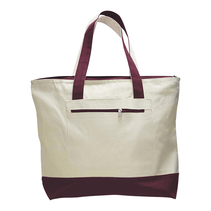 DailyMate Heavy Canvas Zipper Tote Bag with Color Handles, custom tote bag with logo imprint 17