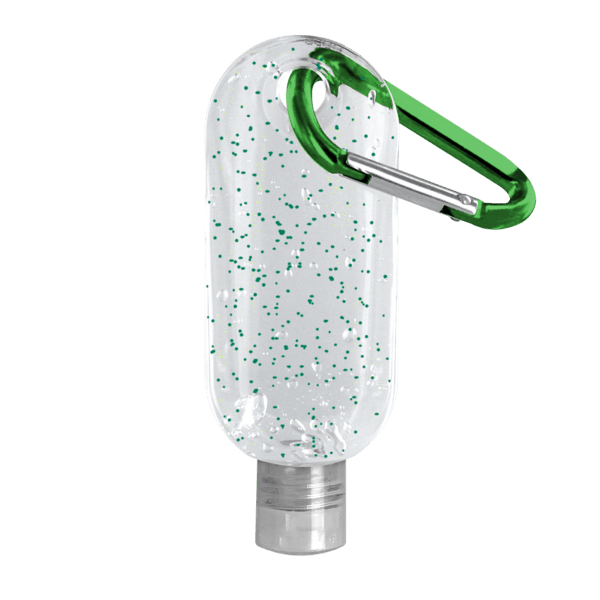 1.9 oz. Single Color Moisture Bead Sanitizer in Clear Bottle with Carabiner 46