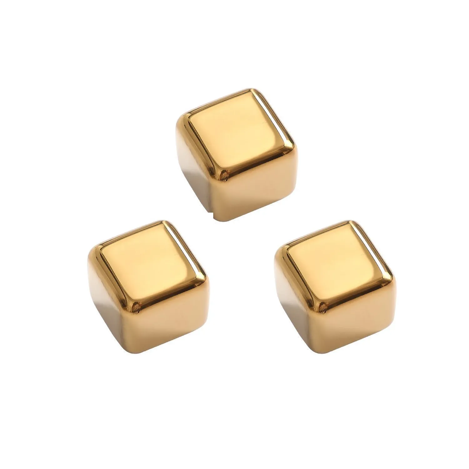 8 Packs Reusable Stainless Steel Gold Ice Cube 3