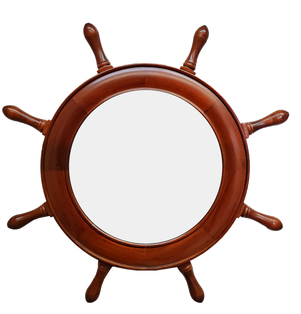 Nautical Wooden Ship Wheel Mirror 2