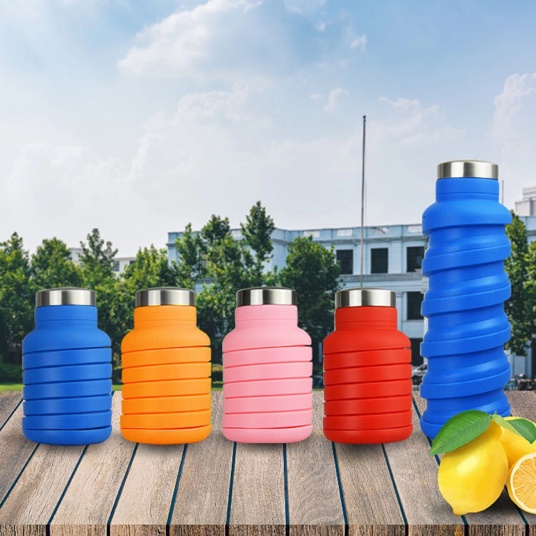 20 Oz. Collapsible Silicone Telescopic Water Bottle 2