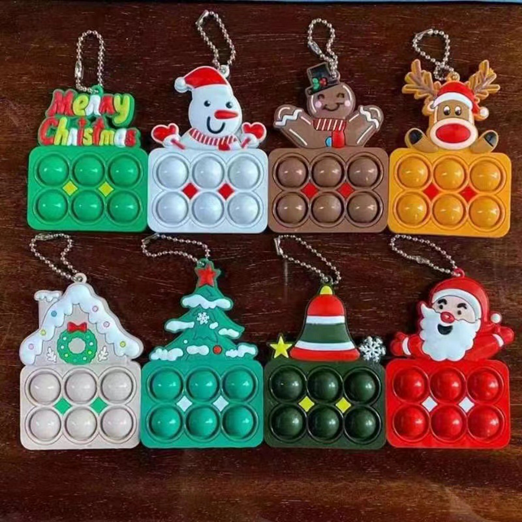 Christmas series Push Bubble Sensory Fidget Toy Keychain 7