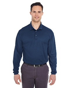 Embroidered UltraClub Mens' Cool & Dry Long Sleeve Mesh Pique Polo Shirt