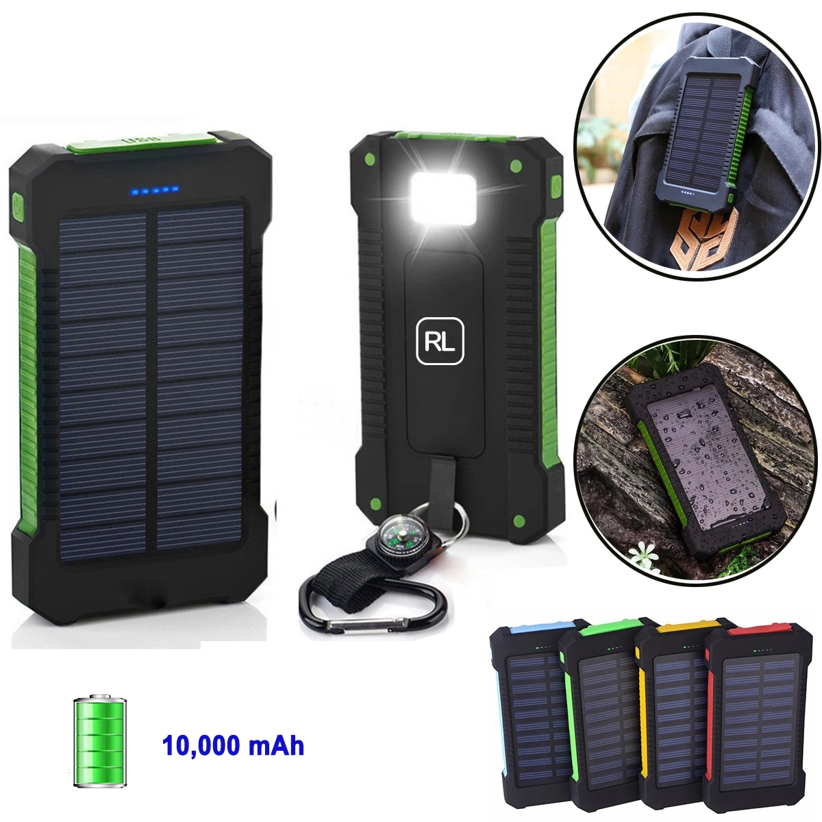 10,000 mAh Solar Charging Bank With Flashlight 1