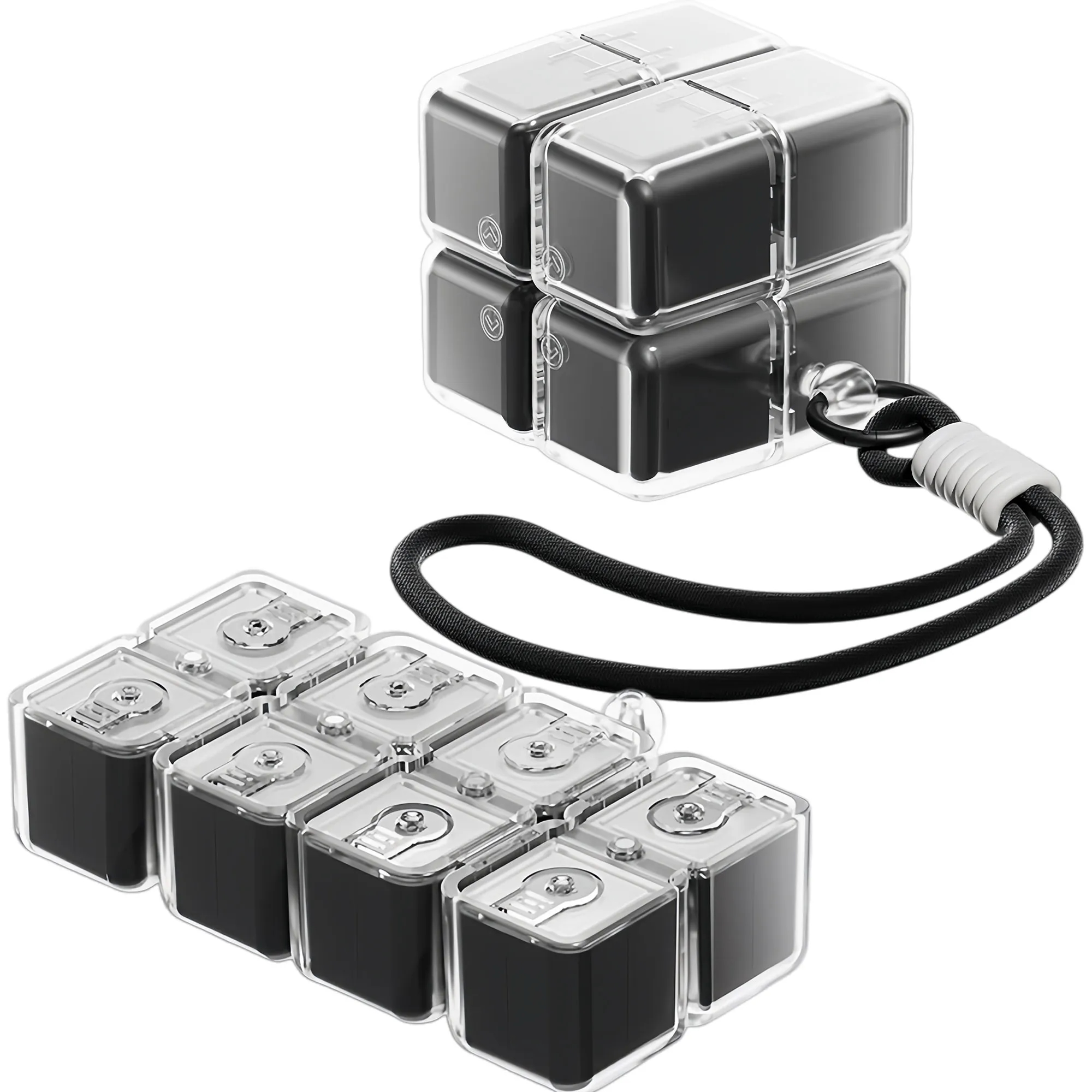 Innovative Rotating Cube Pill Organizer With Hanging Strap 1