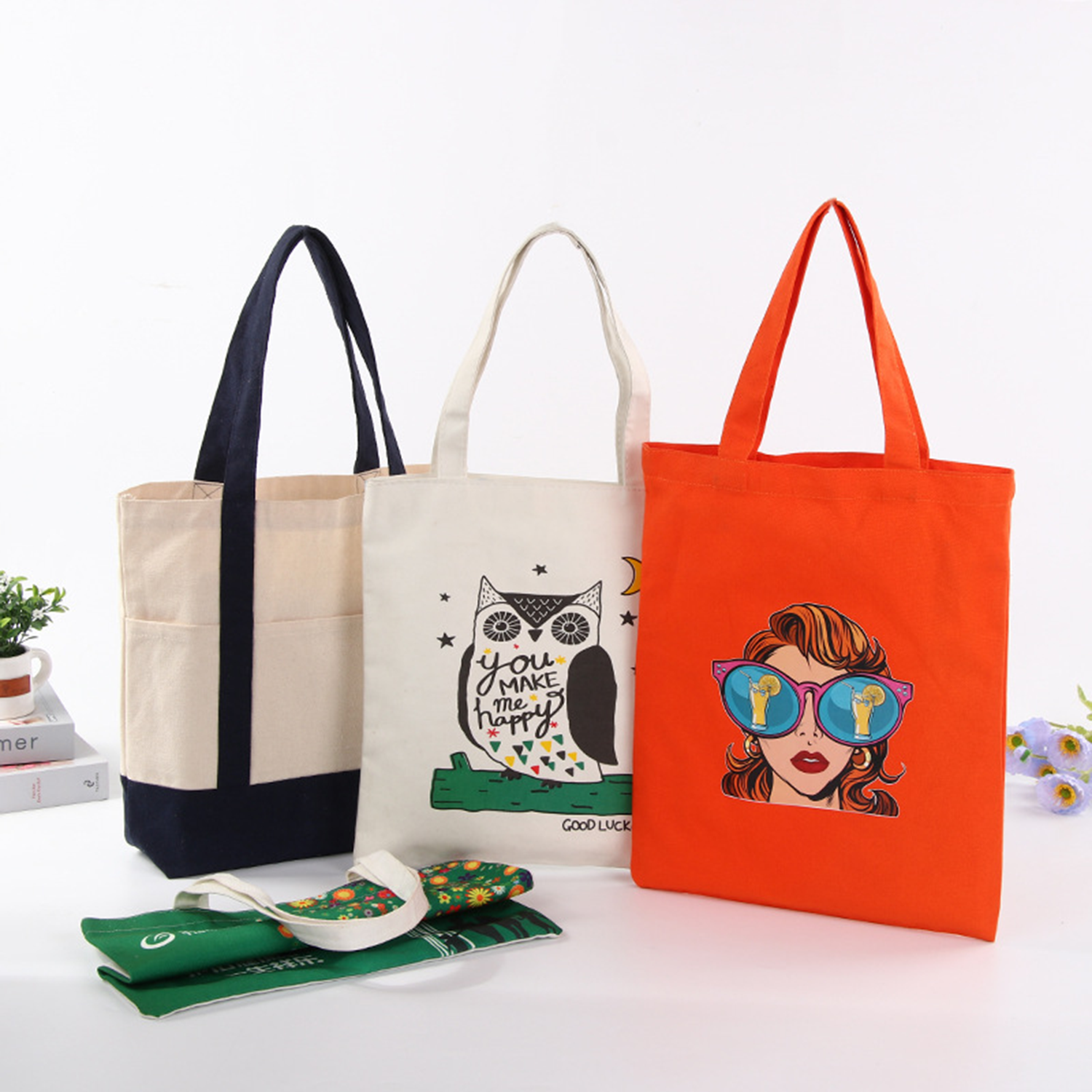 Daily Essentials Canvas Tote Bag With An External Pocket, custom tote bag with logo imprint 2