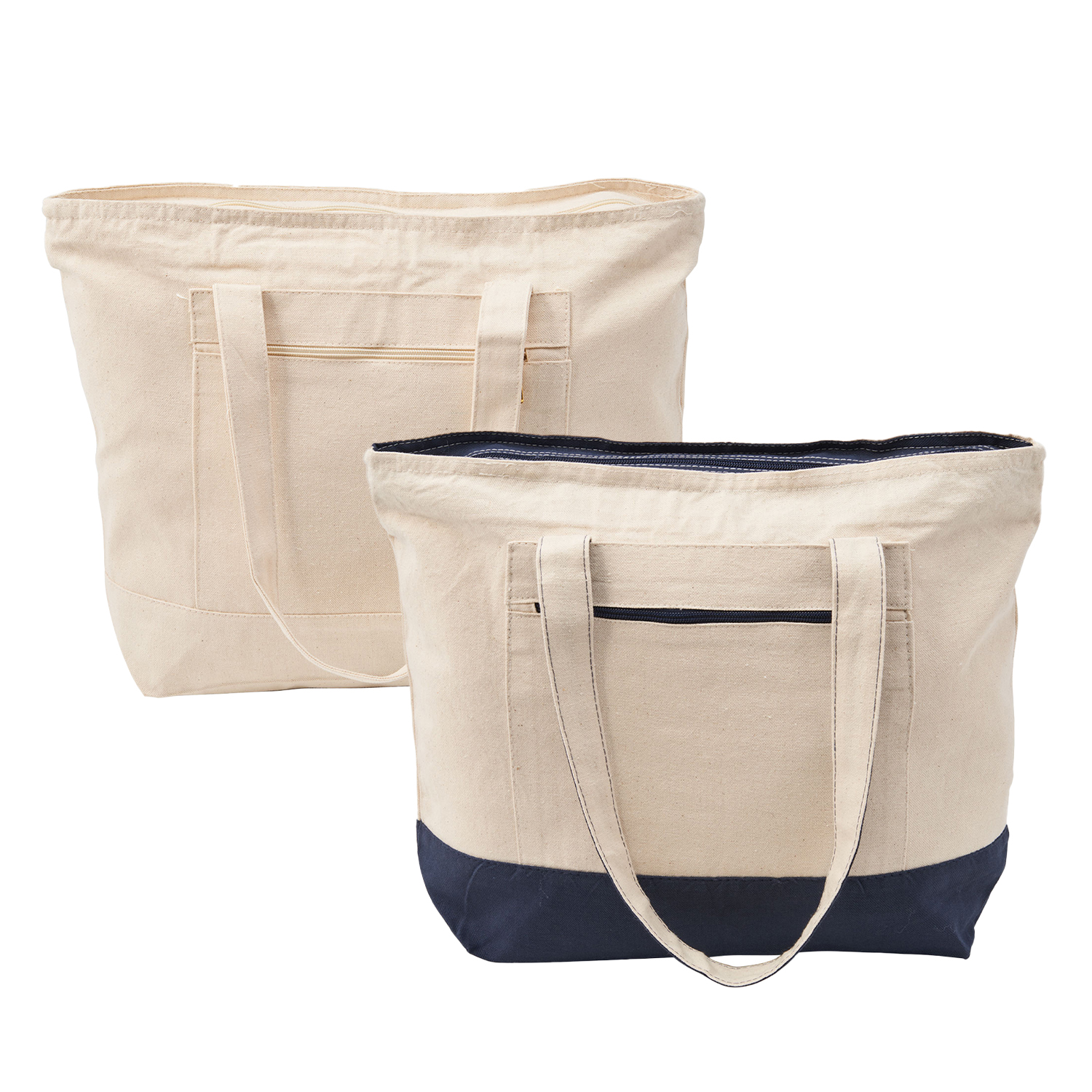 Zippered Cotton Canvas Tote Bag 3