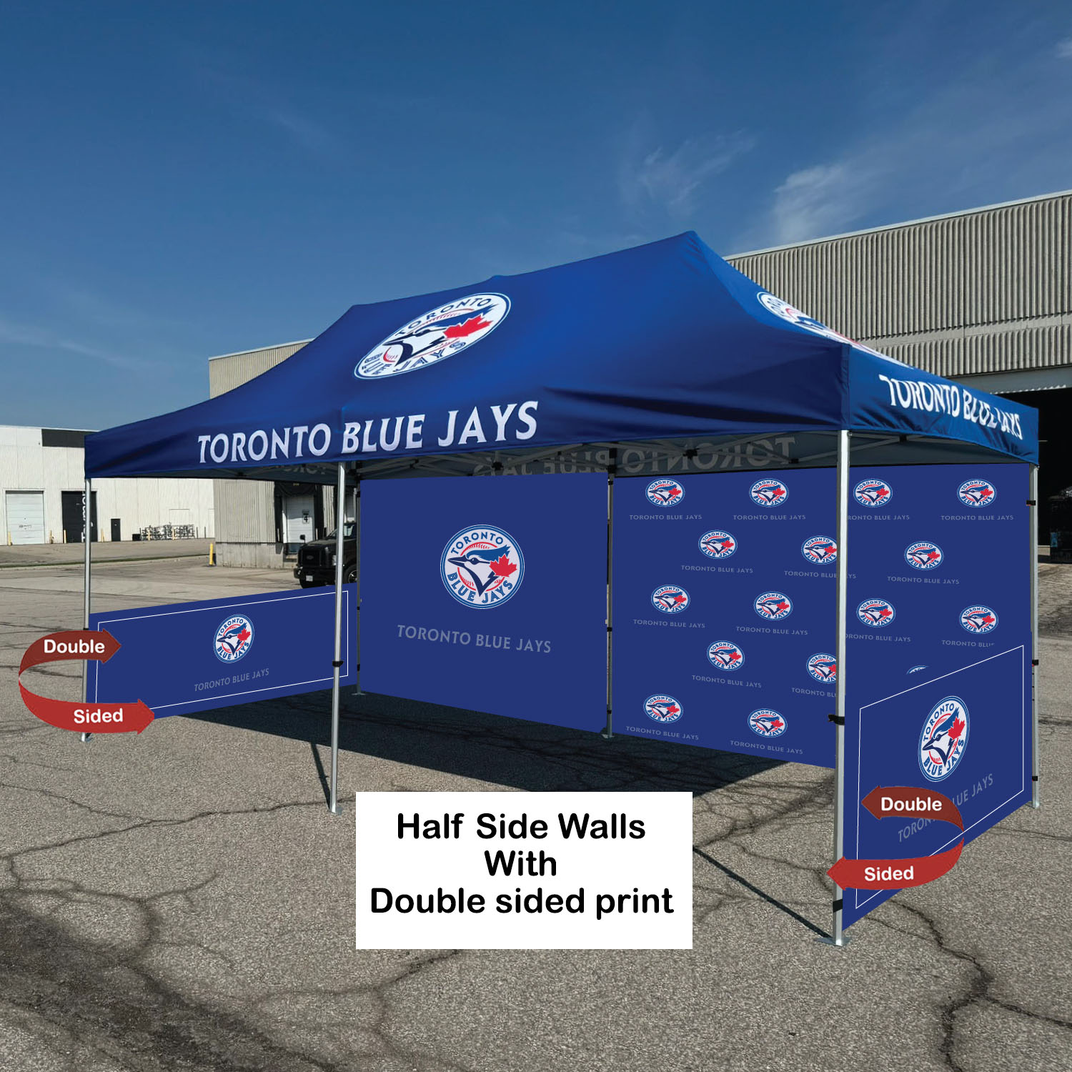 48 Hr Quick Ship - Half Side Wall for 10x20 Tent Kit, Sublimated, Double Sided Print 3