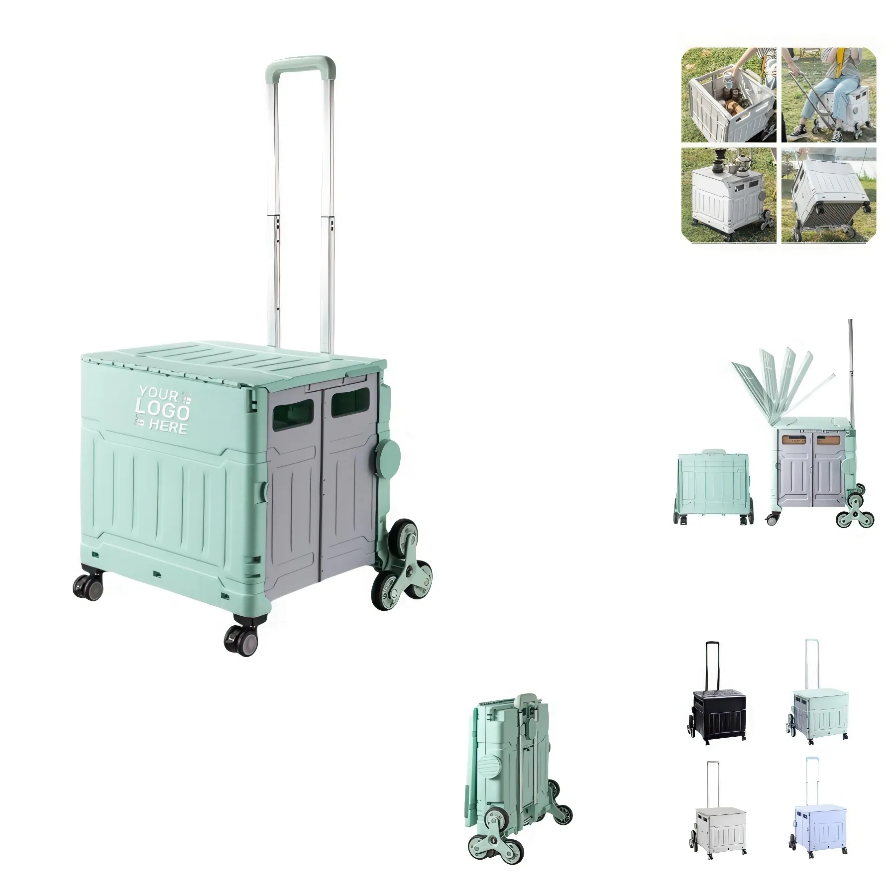 Outdoor Camping Foldable Picnic Rolling Cart 2