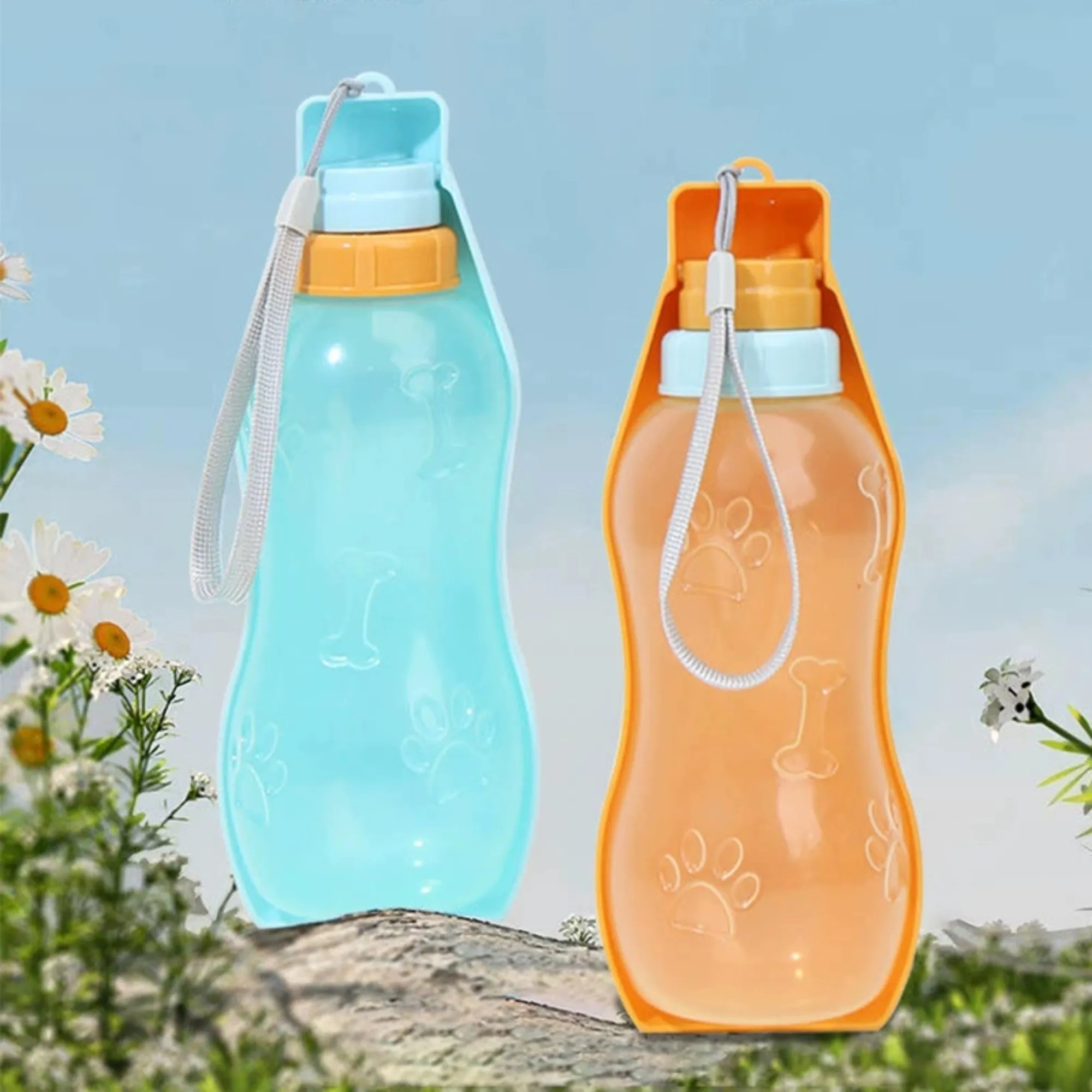 12OZ Outdoor Wide-Mouthed Pet Water Bottle With Lanyard 6