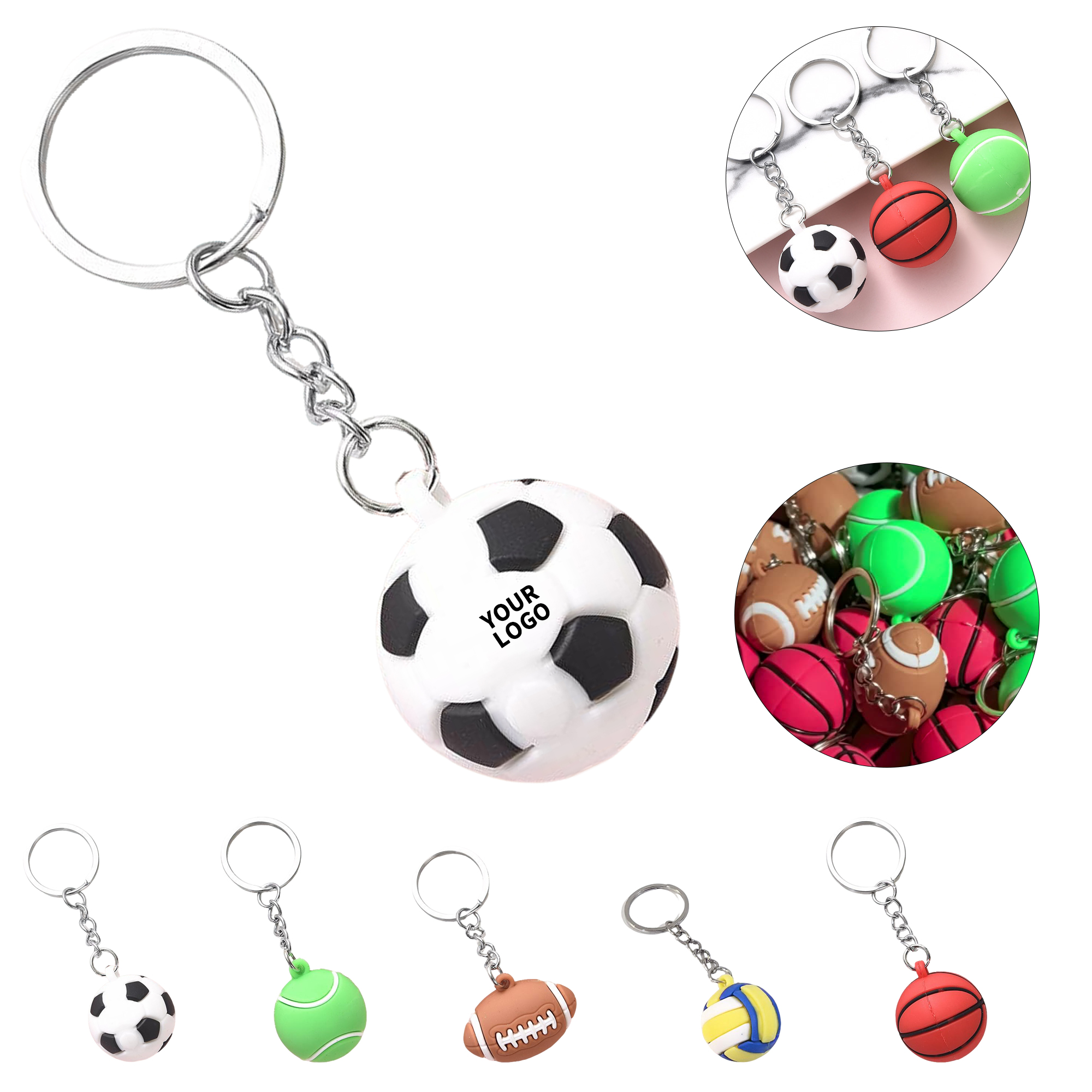 Polyvinyl Chloride Football Key Ring 1.5" x 1.1" 1