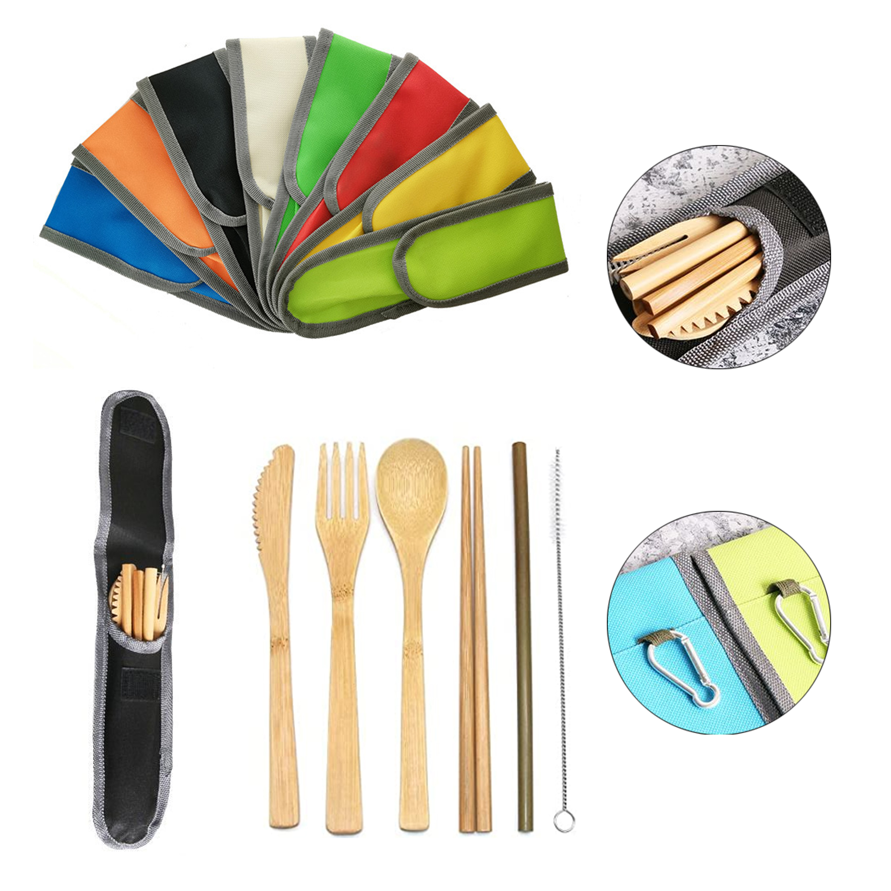 Bamboo Utensil Cutlery Set With Travel Bag 4
