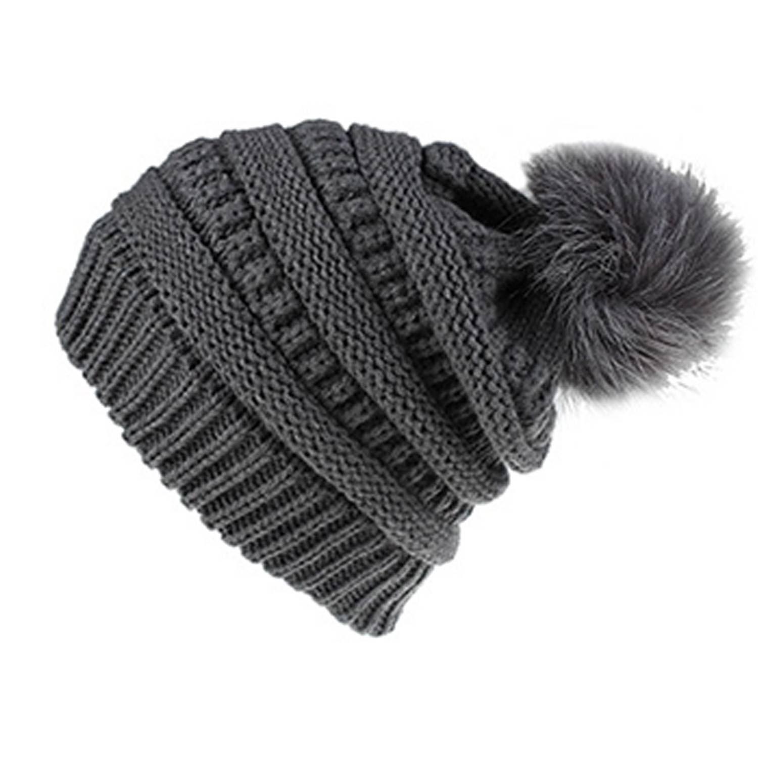 Custom Knitted Multiple Color Blend Pompom Beanie Winter Hat 5