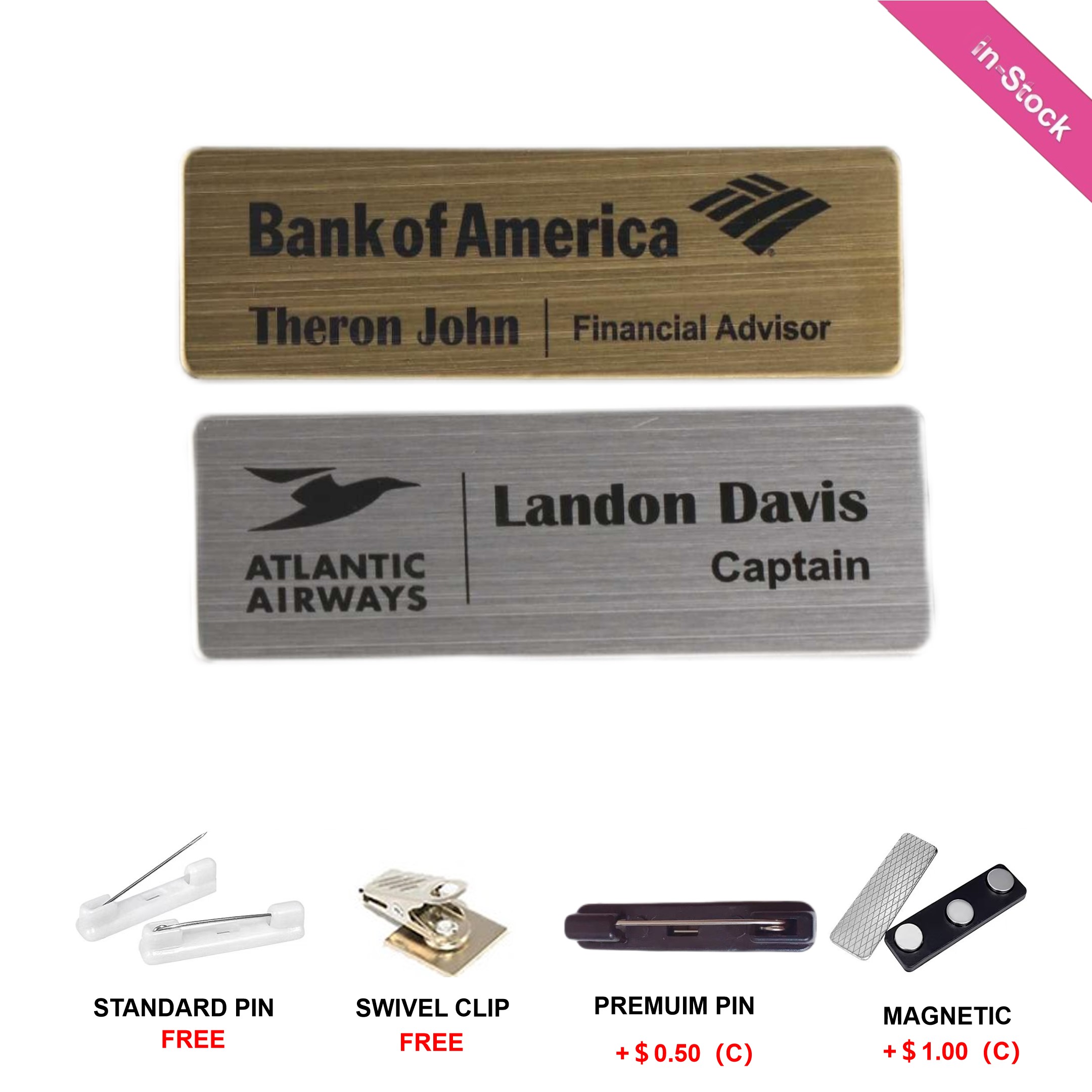 Laser Engraved Stainless Steel Name Badge (3"x 1") 5