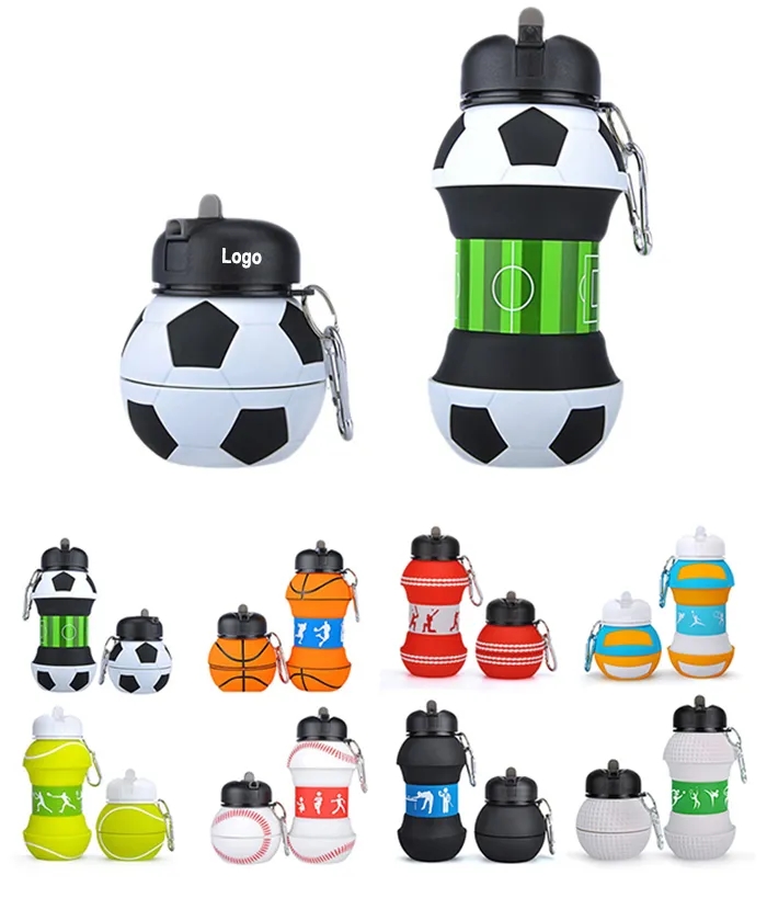 18oz Collapsible Basketball Water Bottle Silicone Soccer 2