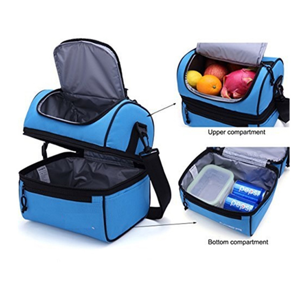 Insulated Double Deck Lunch Bag, custom lunch bag with logo imprint 4