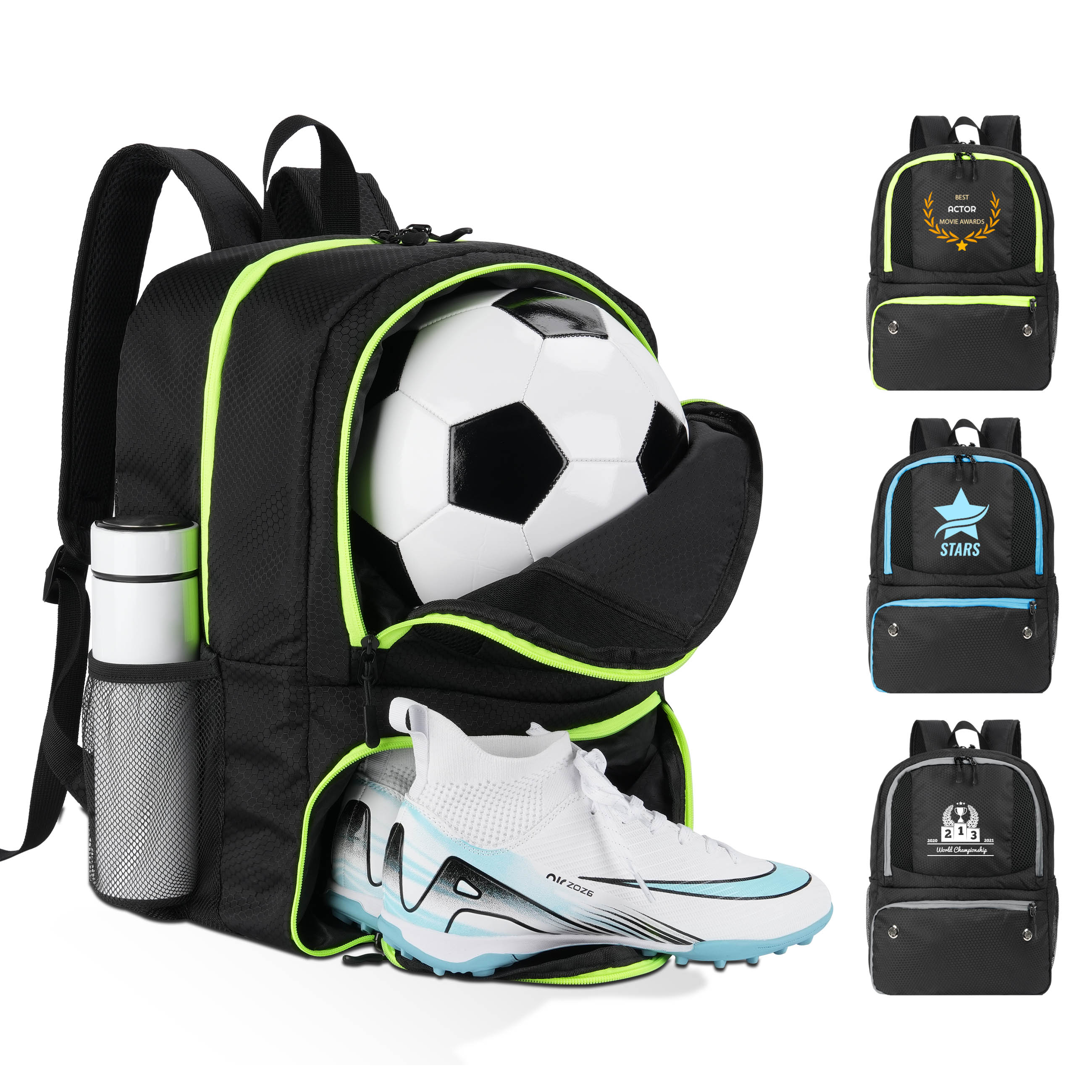 Water-Resistant Soccer Basketball Backpack With Ball And Shoes Compartment 2