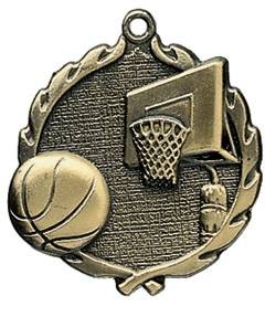 Basketball Wreath Medal, 2 1/2" 2