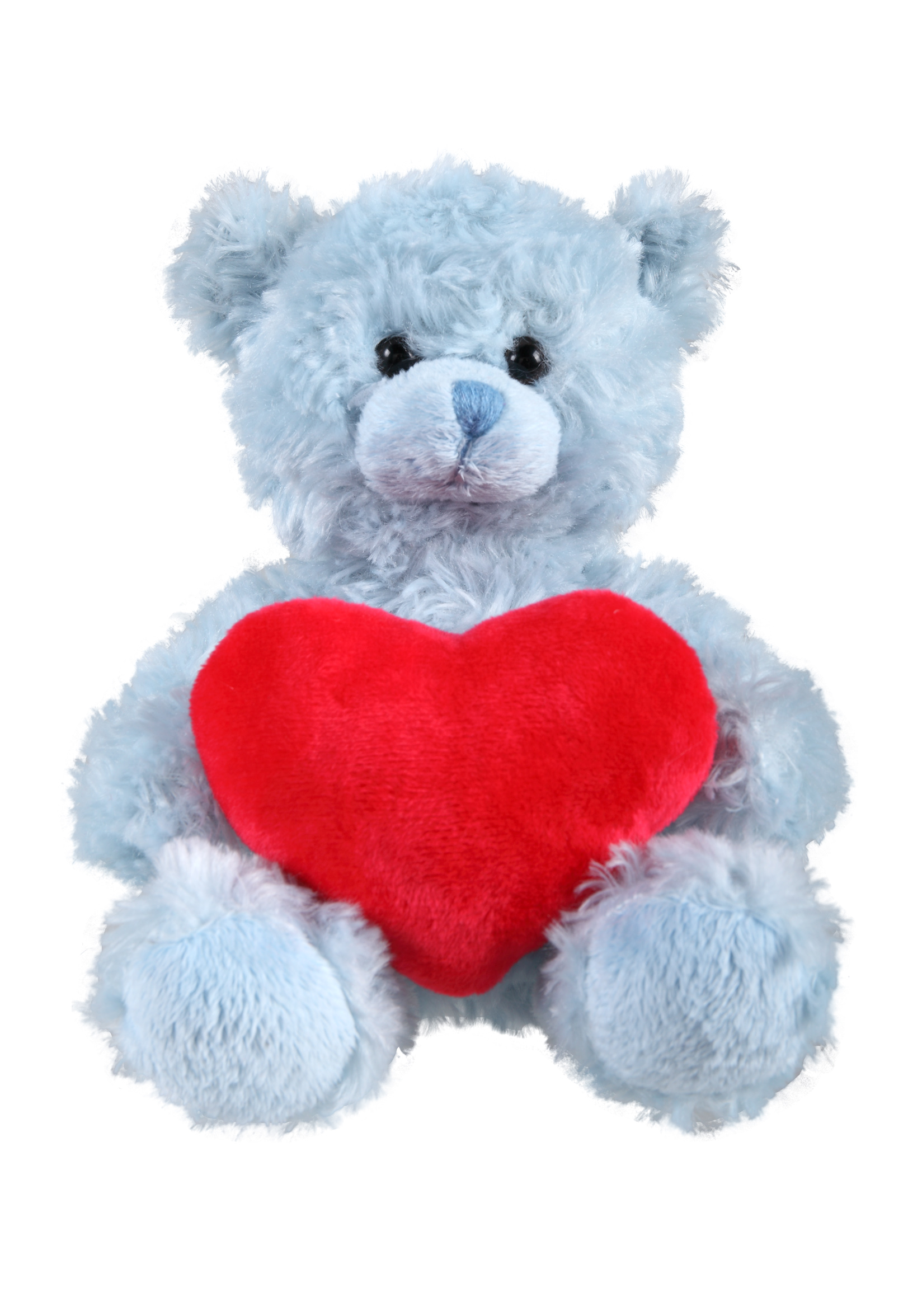 soft plush Blue Curly Sitting Bear  with heart