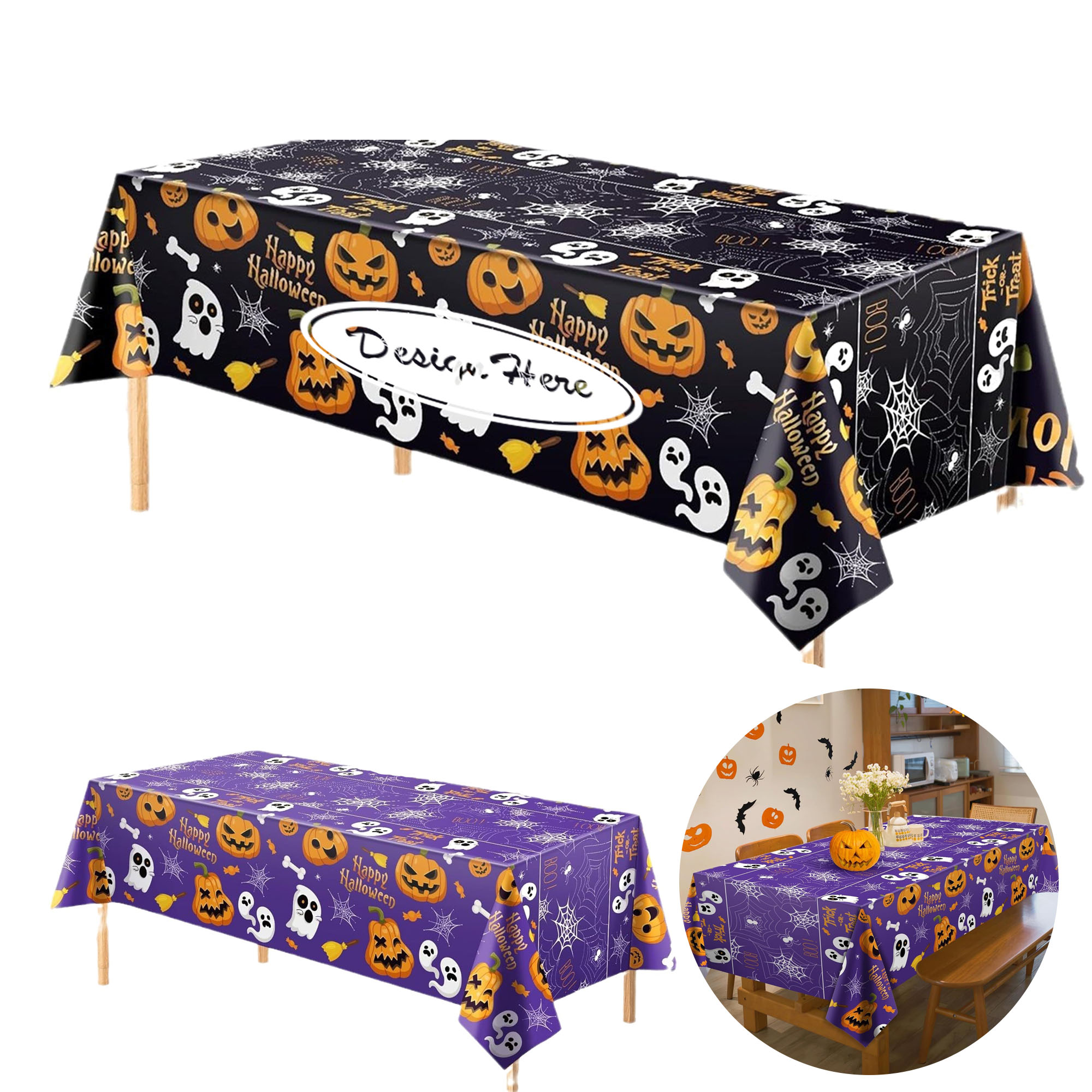 Disposable Plastic Tablecloth for a Spooky Halloween Celebration 4