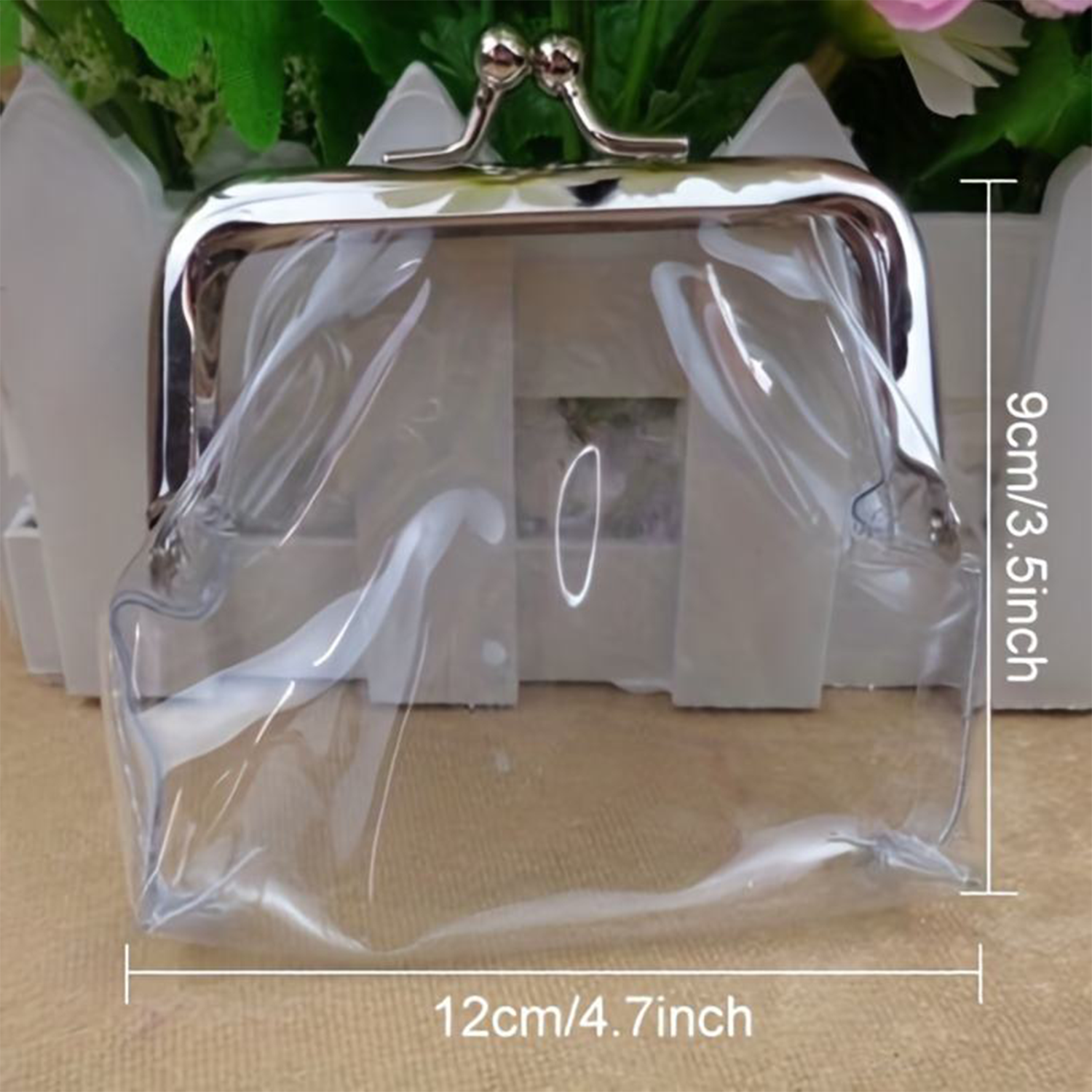 Clear PVC Iron Clip Card Cash Keys Coin Purse 3