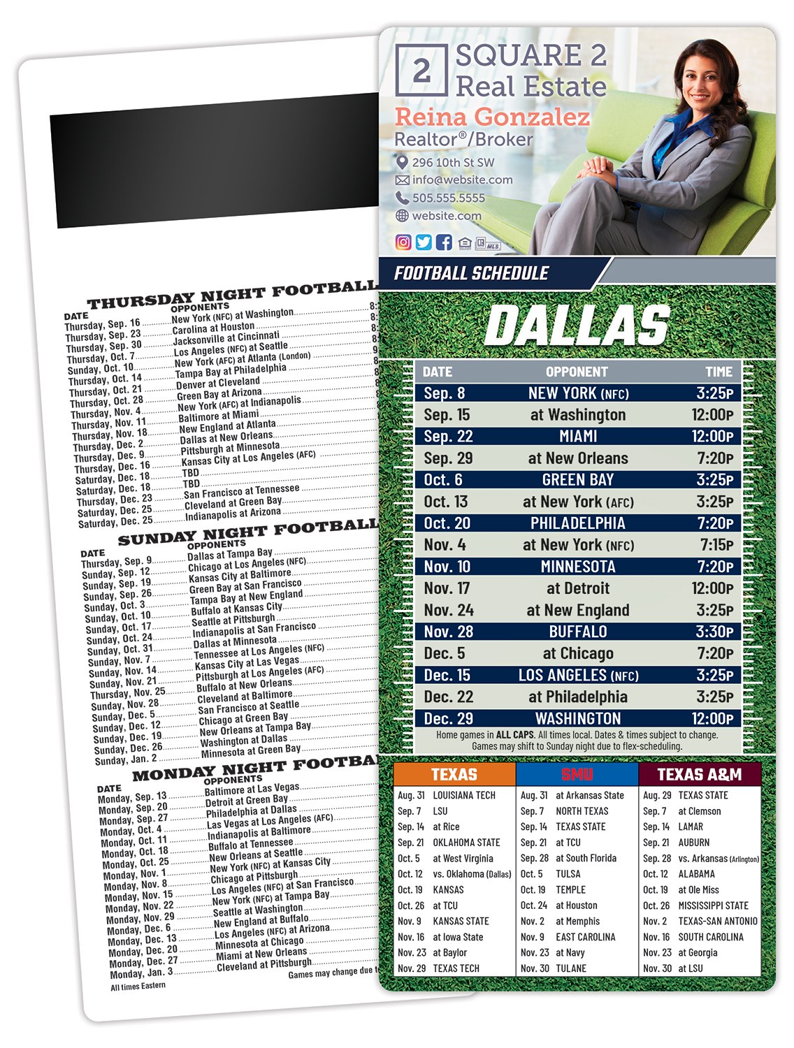 Football Schedule Laminated Card/Postcard with Magnet Strip 3.5x8.5 - 14 pt. 1