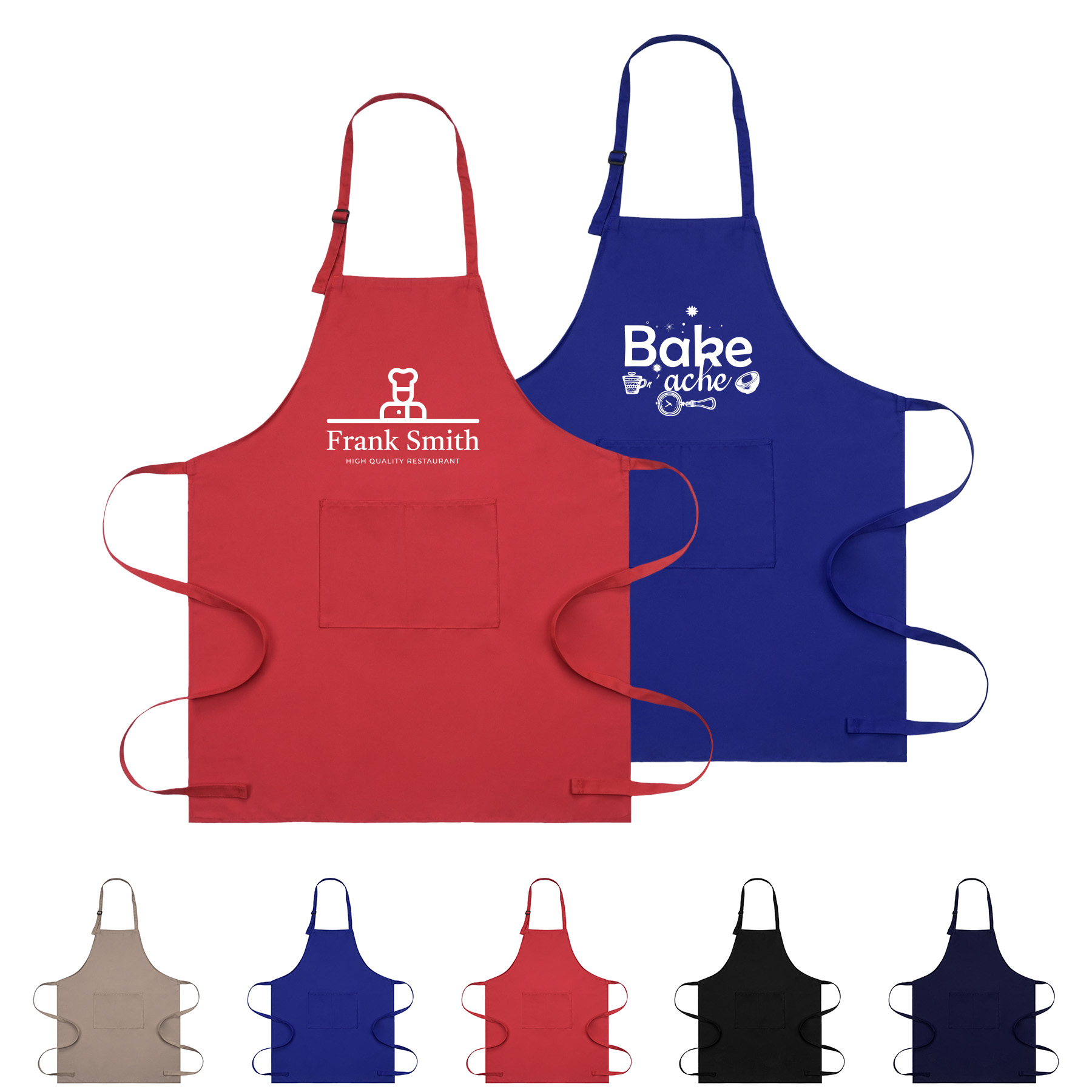 7 Oz. Adjustable Poly Cotton Twill Bib Apron W/2-Pocket 12