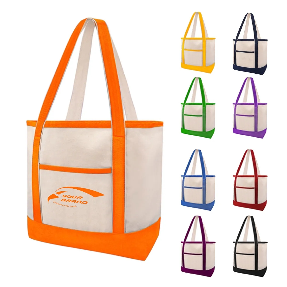 Big Zipper Grocery Shopping Beach Canvas Tote Bag 2