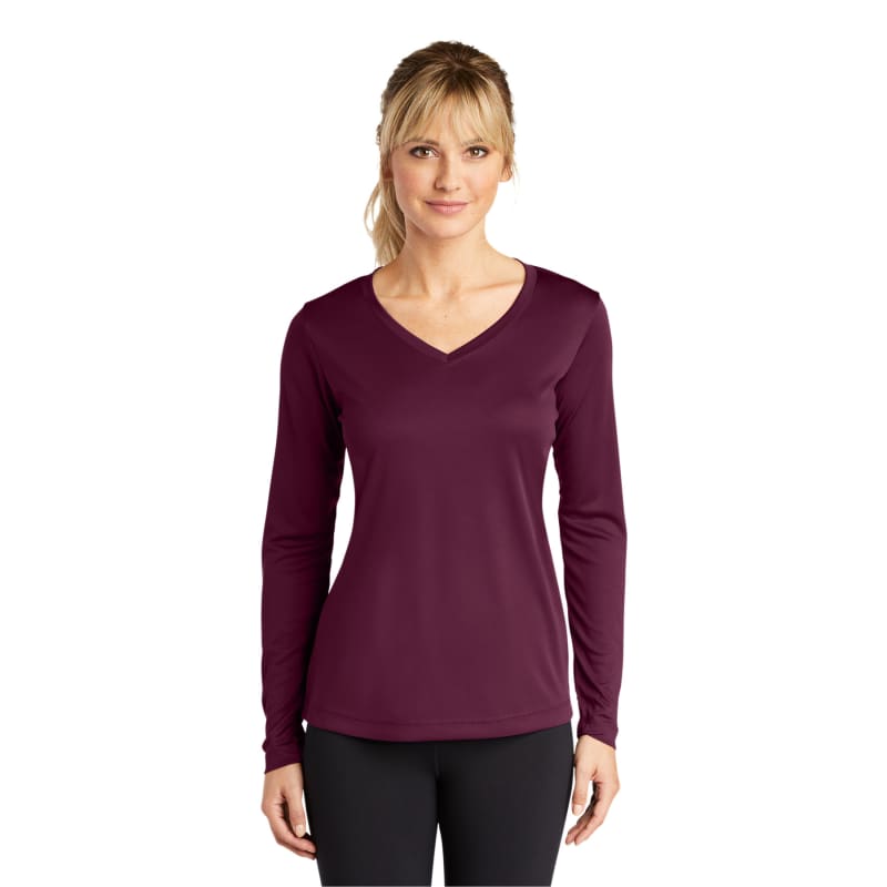 Sport-Tek Women's Long Sleeve PosiCharge Competitor V-Neck Tee. 84