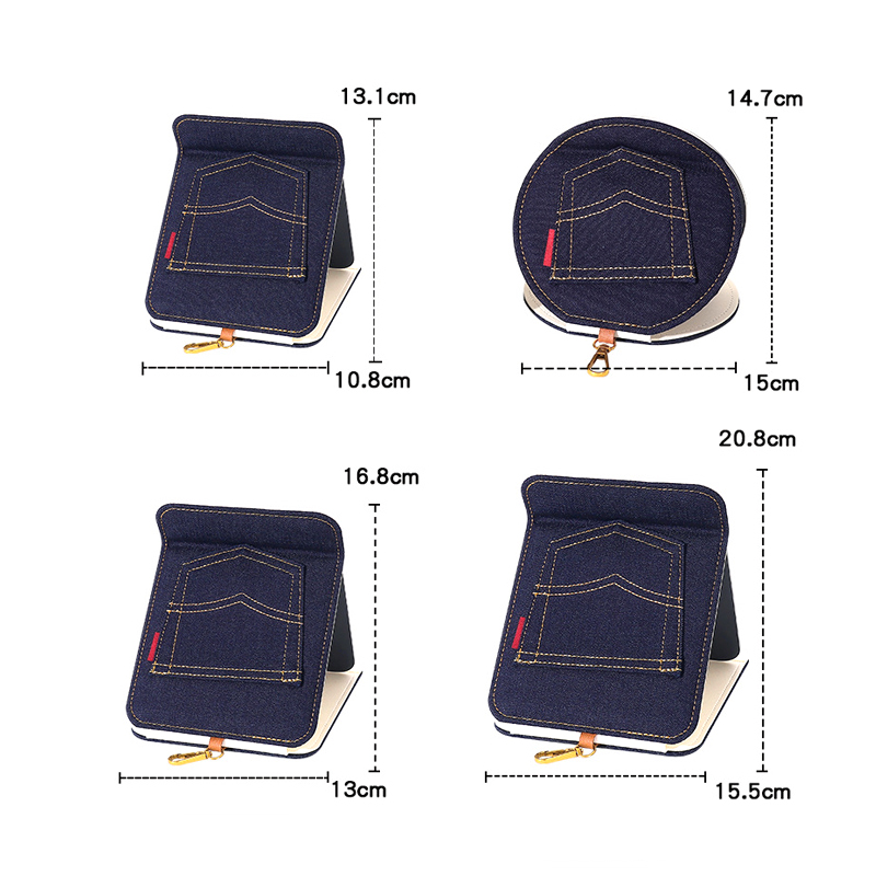 Portable Retro Folding Denim Makeup Mirror 2