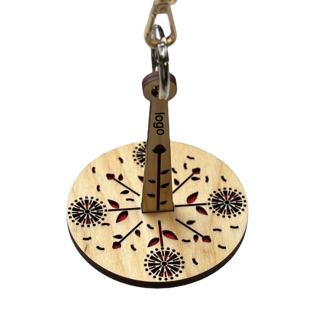 Eco-Friendly Wooden Wrist Spool Holder with Floral Design 1