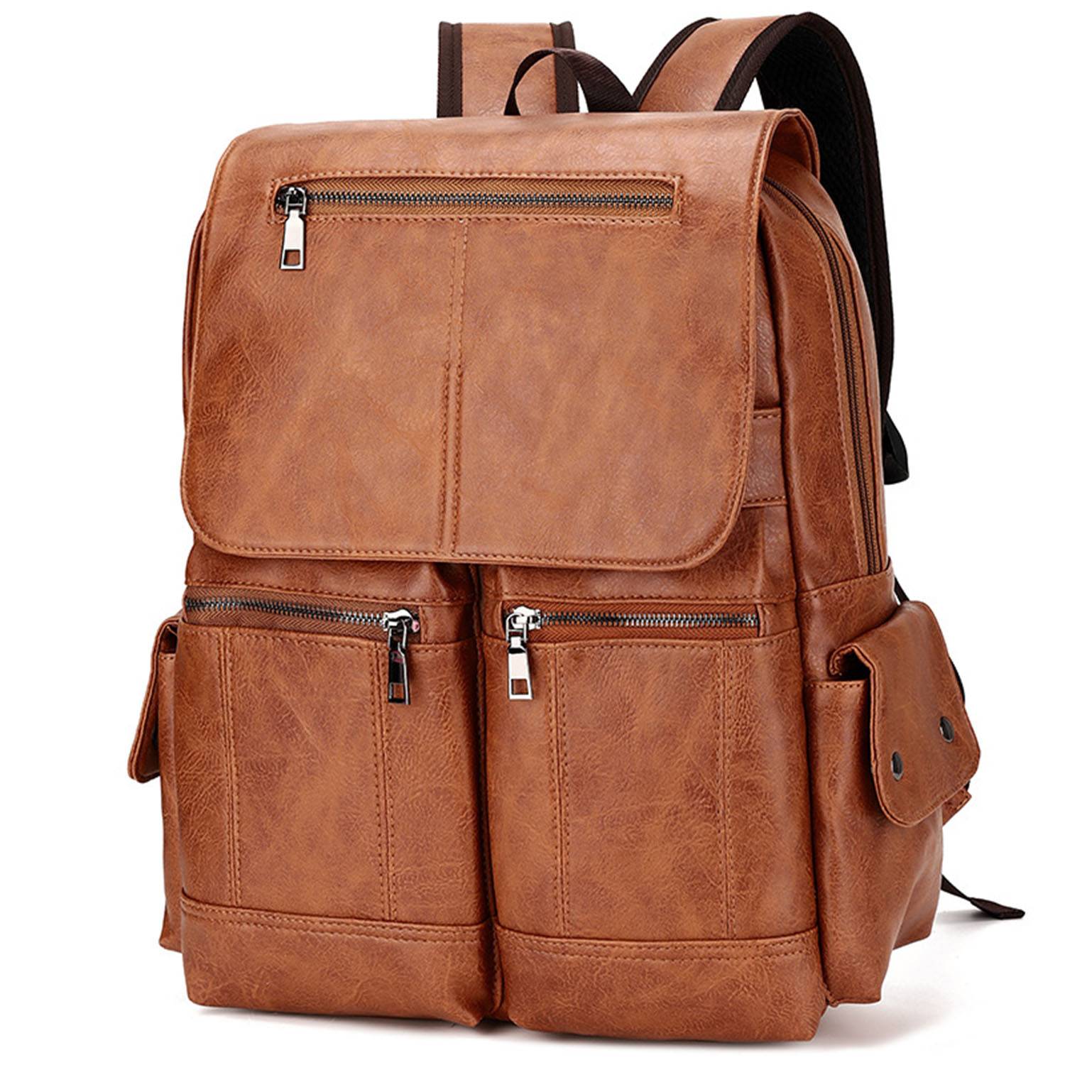 PU leather fashion simple business laptop backpack 5