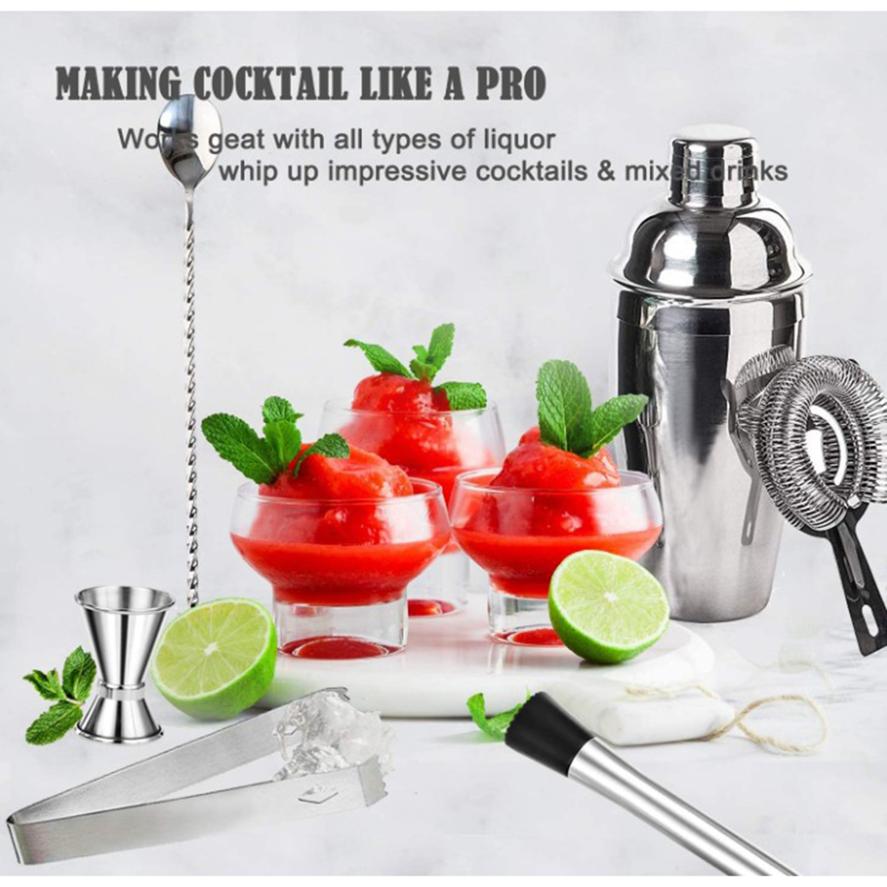 Stainless Steel Cocktail Shaker Set 22 Pcs 4