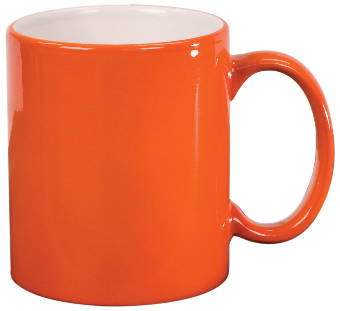 11 oz. Orange Ceramic Round LazerMug 1