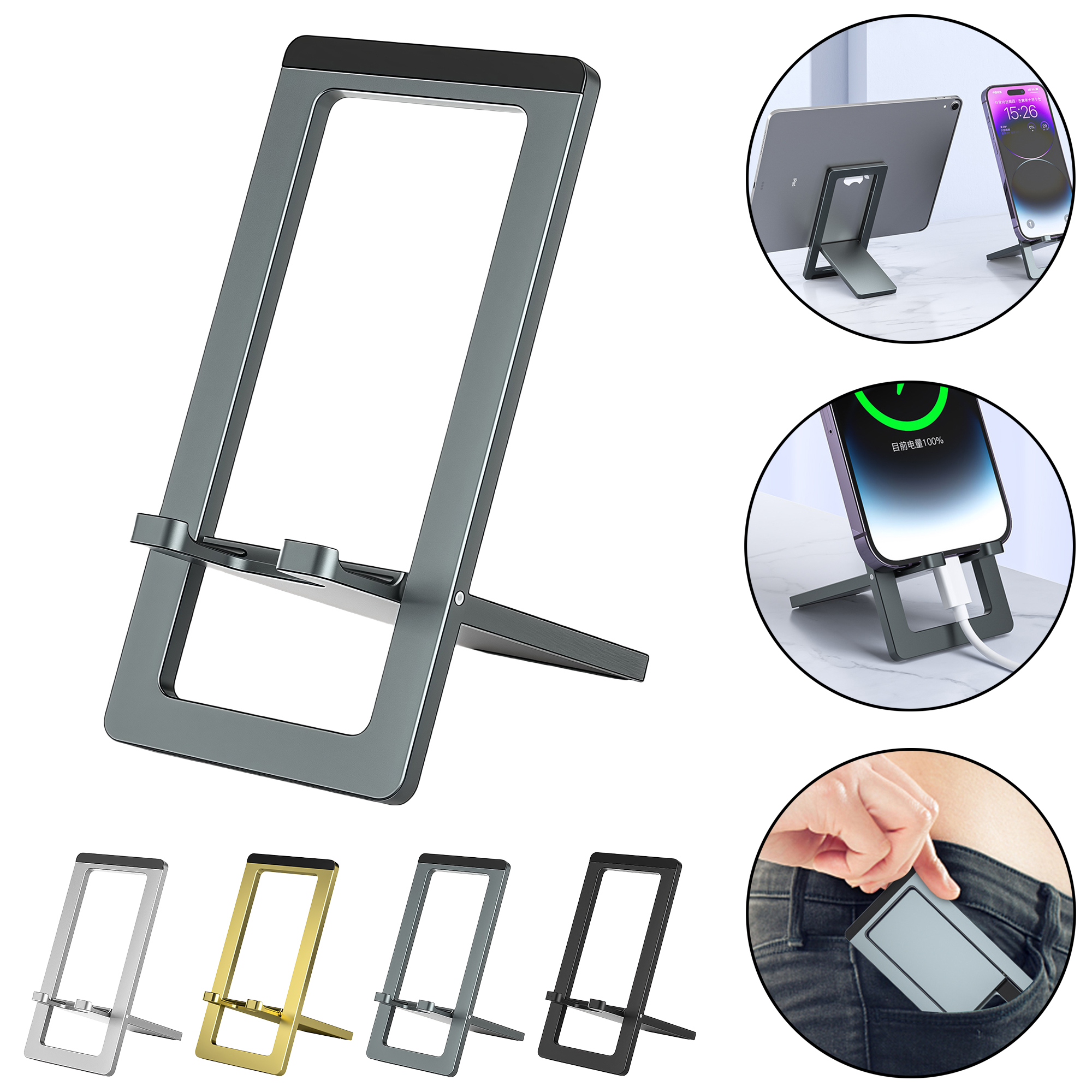 Portable Foldable Aluminum Card Phone Stand Holder 2