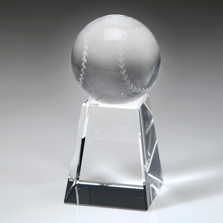 5" Crystal Award-Baseball w/ Tall Base_D453CA 2