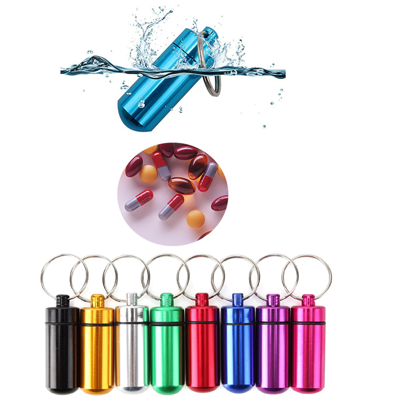 AluminumAlloy Portable Pill Bottle With Keyring 1
