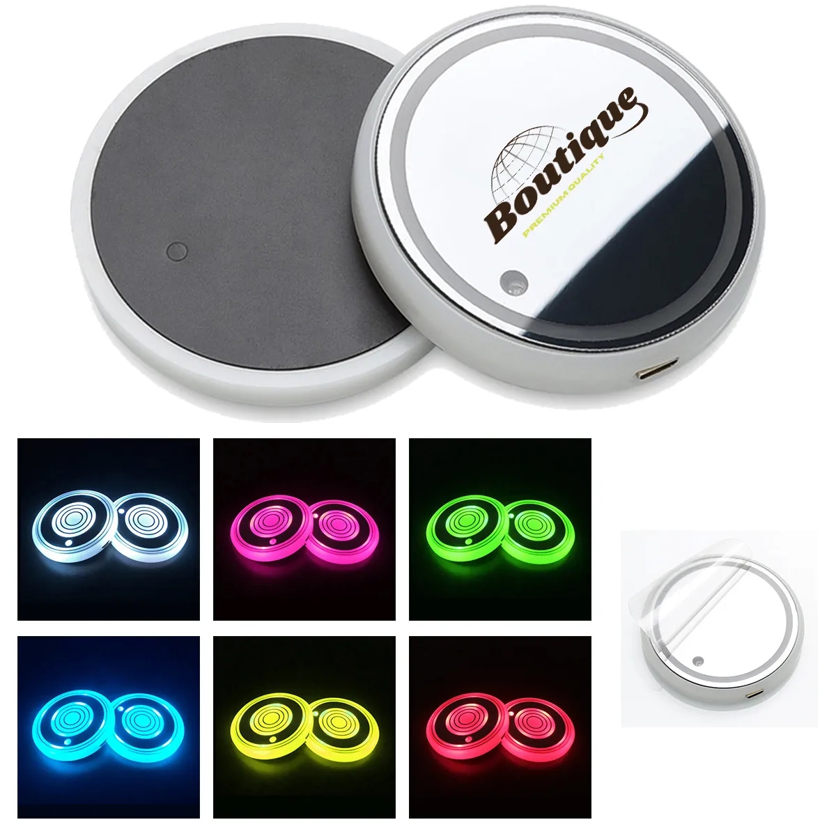 2-Pack LED Car Non-Slip Cup Holder Light with Smart Sensor 1
