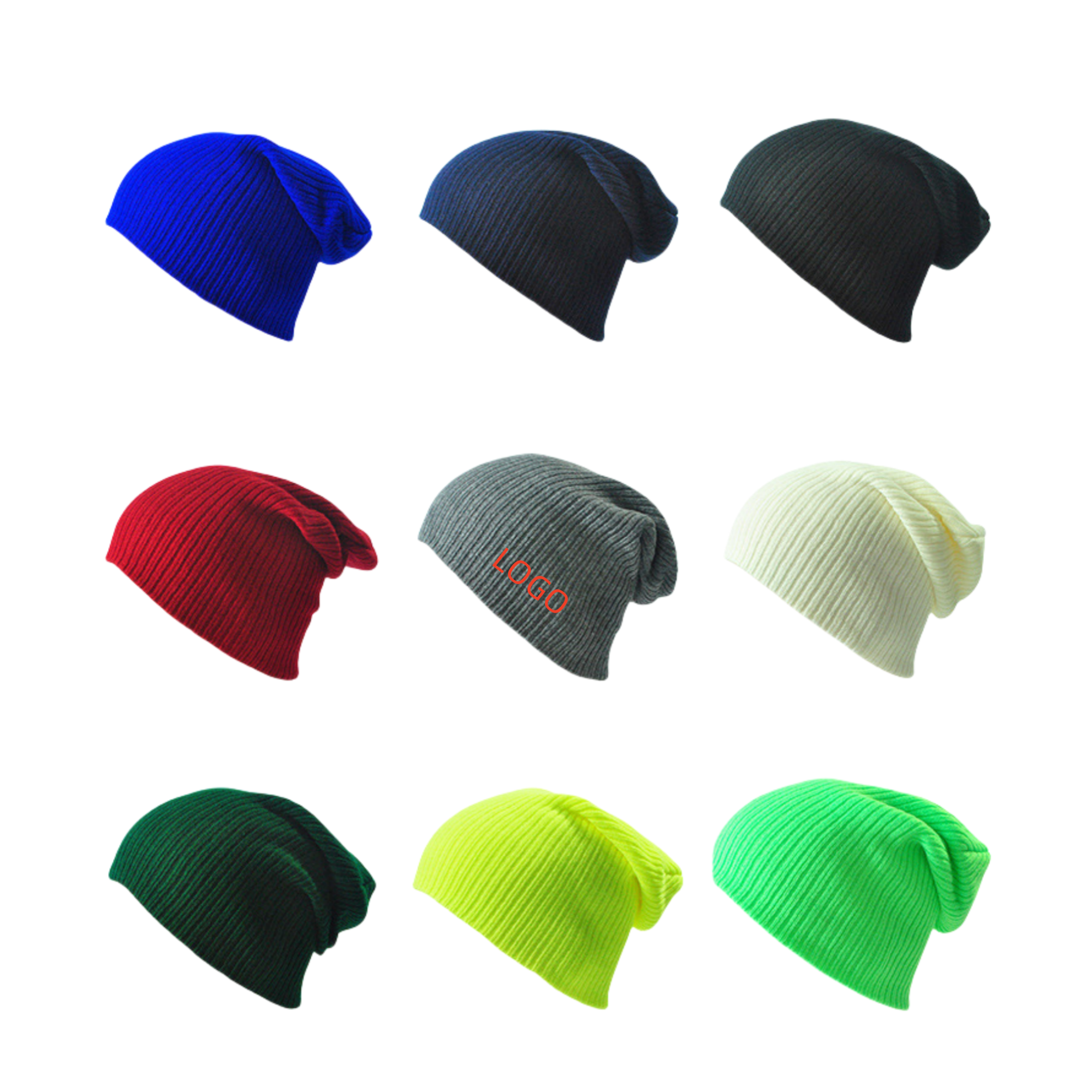 Solid Color Acrylic Striped Slouch Beanies 2