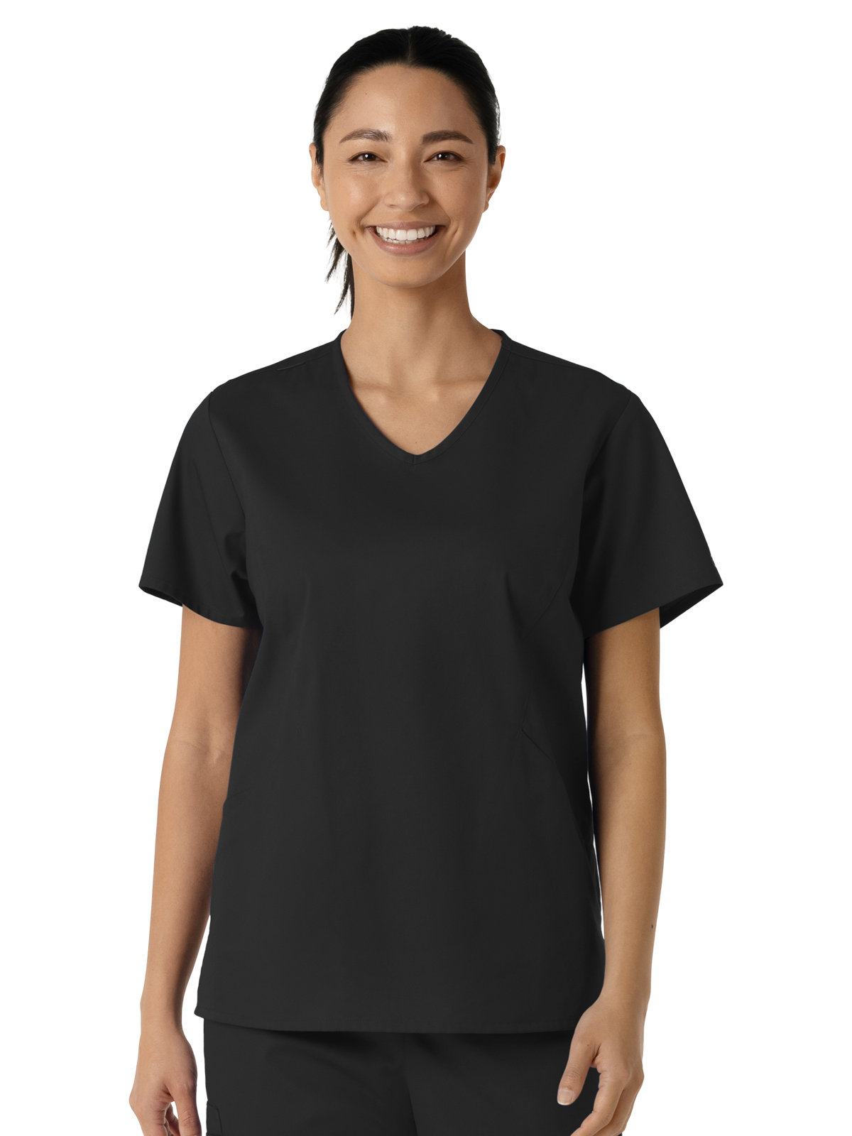 WORK Women's Three-Pocket Curved V-Neck Top