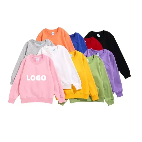 Casual Round Neck Long Sleeve Solid Color Sweatshirt, custom hoodie or sweatshirt with logo imprint 2